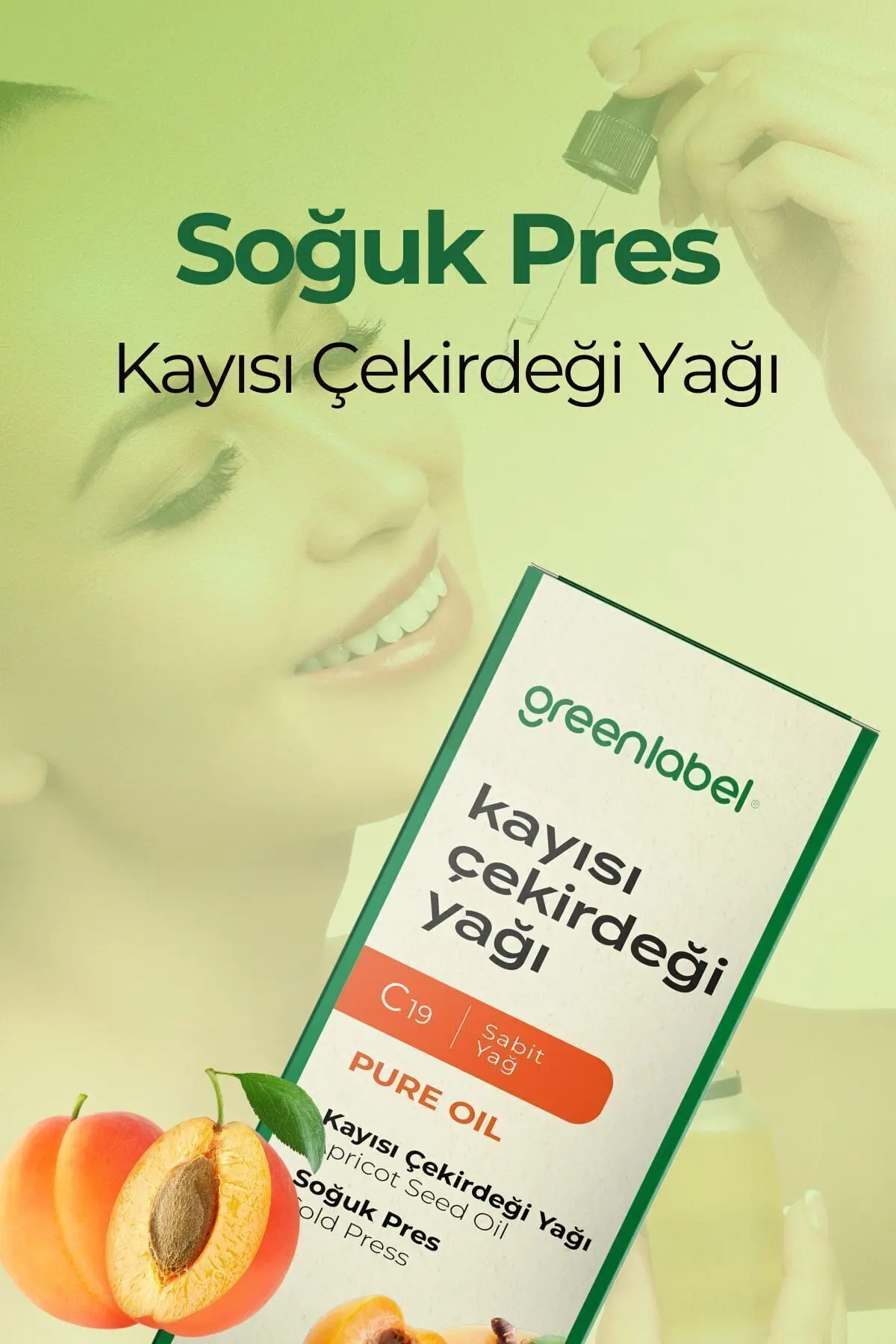Green Label Kayısı Çekirdeği Yağı Soğuk Sıkım %100 Doğal Ve Saf 20ml