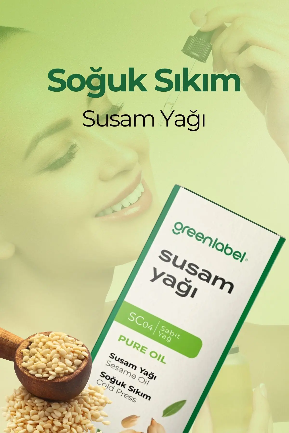 Green Label Susam Yağı Soğuk Sıkım %100 Doğal Ve Saf 50ml