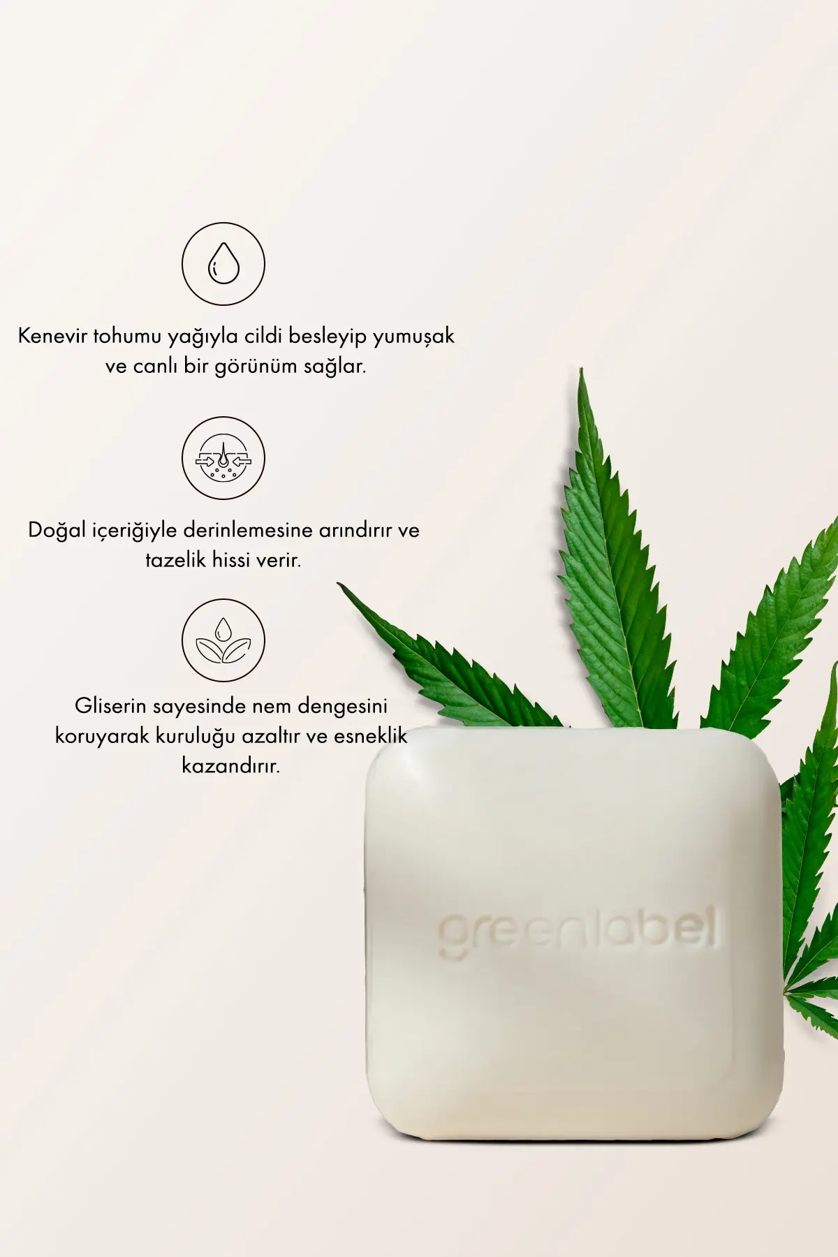 Green Label Kenevir Sabunu Natural 120gr.