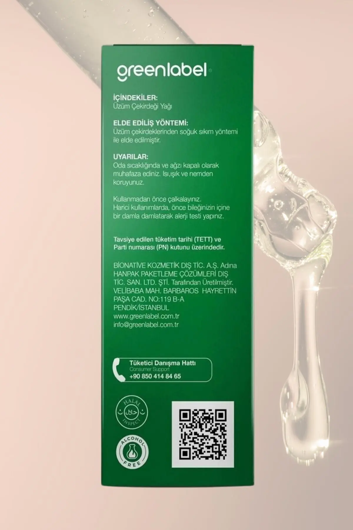 Green Label Üzüm Çekirdeği Yağı Soğuk Sıkım %100 Doğal Ve Saf 50ml