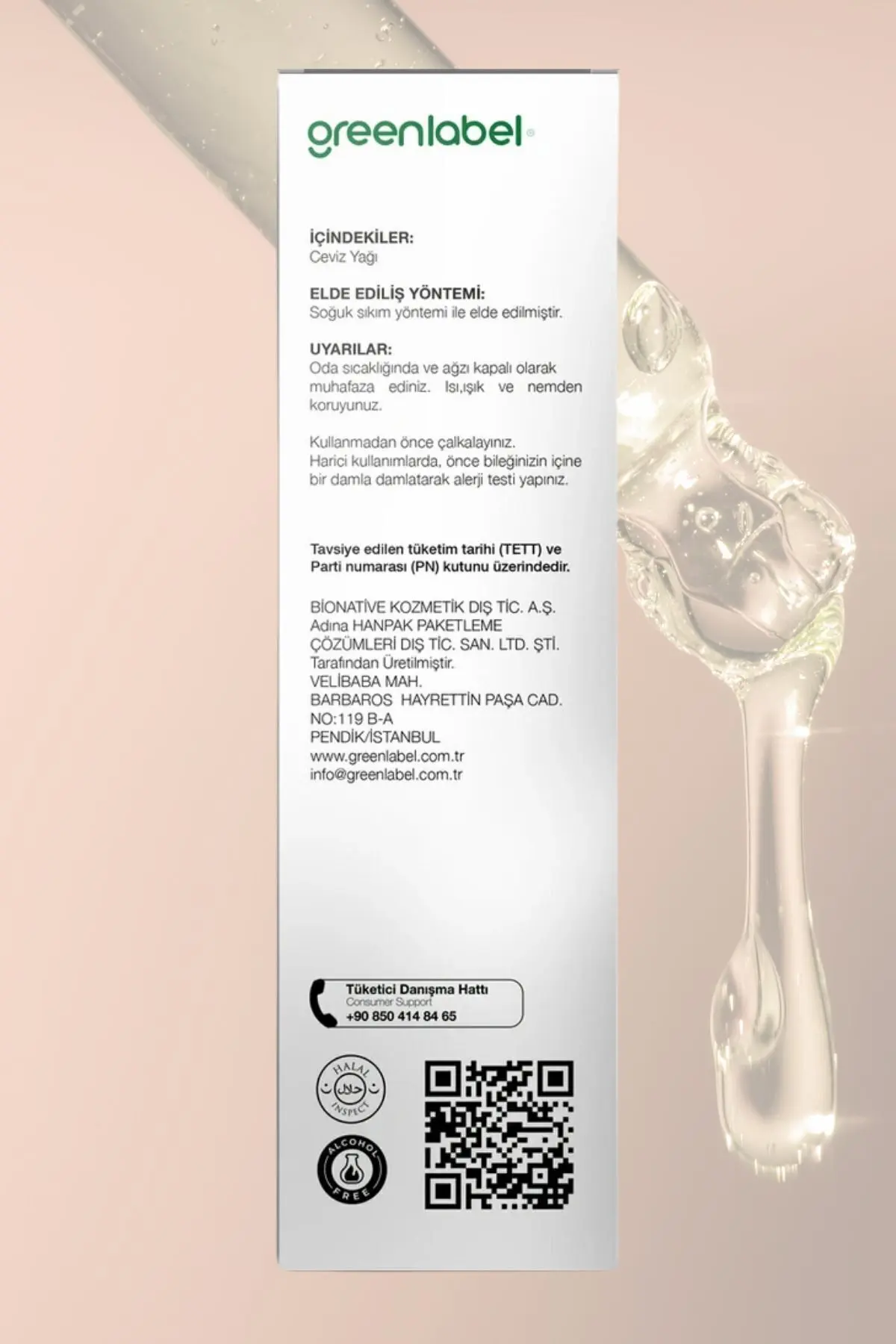 Green Label Ceviz Yağı Soğuk Sıkım %100 Doğal Ve Saf 180ml