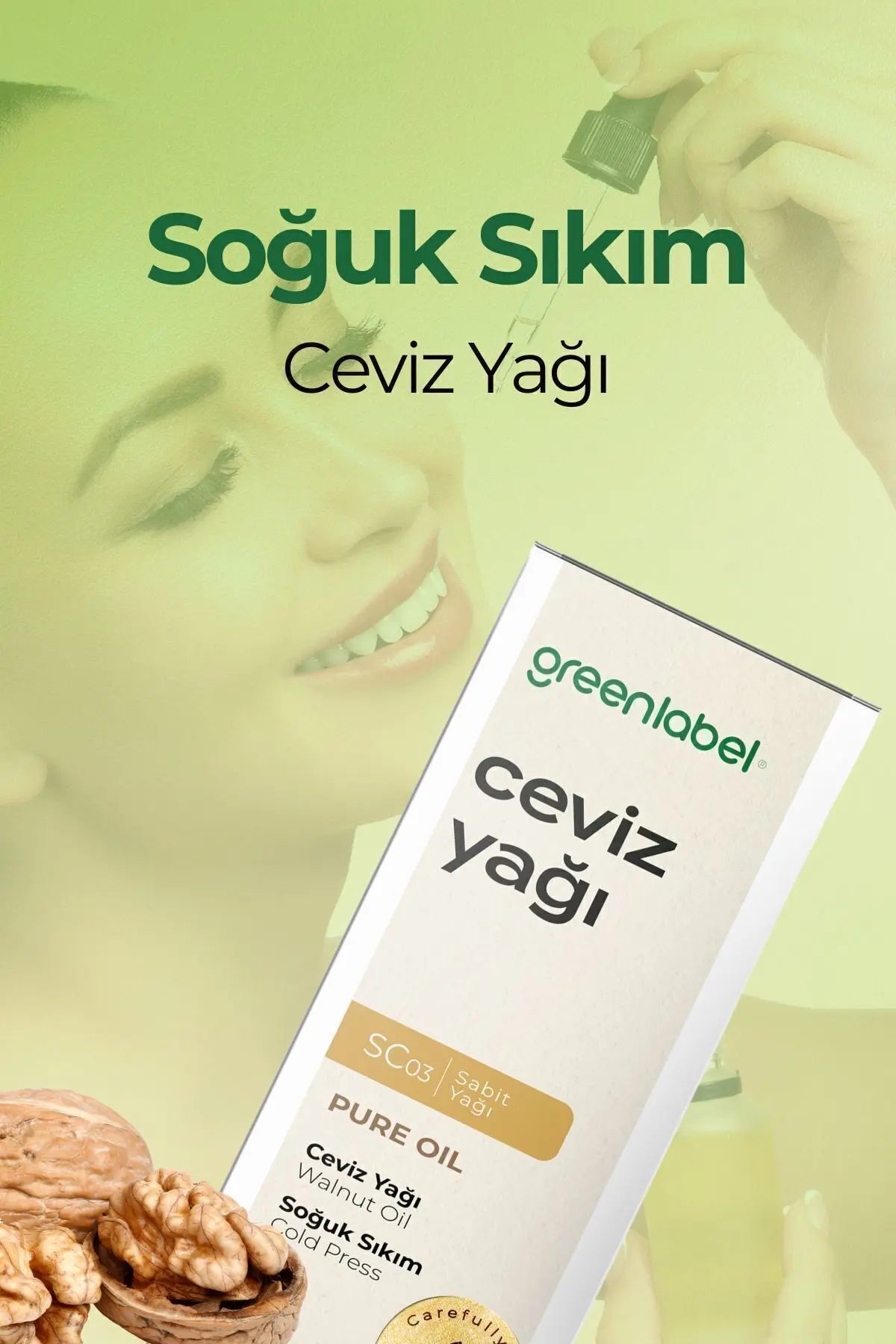 Green Label Ceviz Yağı Soğuk Sıkım %100 Doğal Ve Saf 180ml