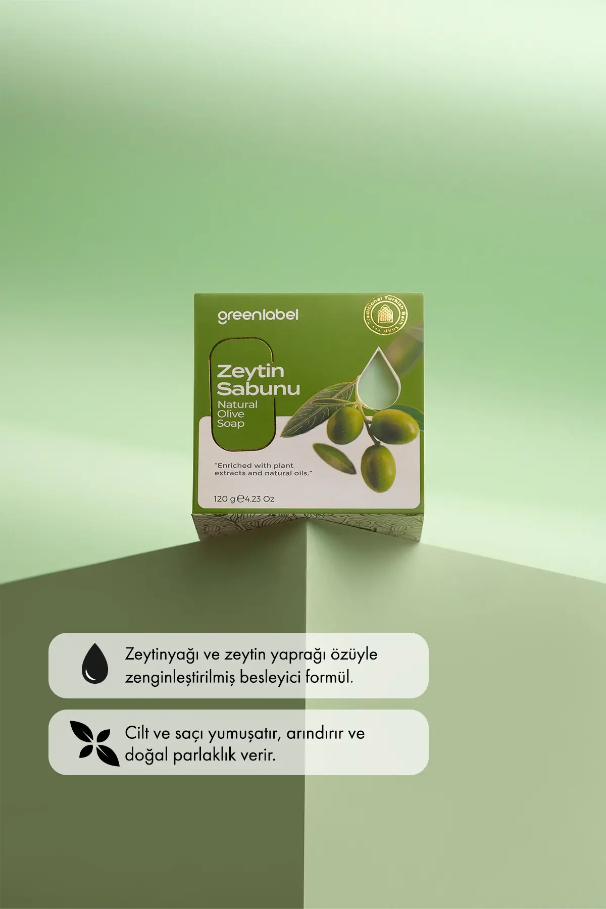 Green Label Zeytinyağı Sabunu Natural Saç Ve Cilt Besleyici 120gr.