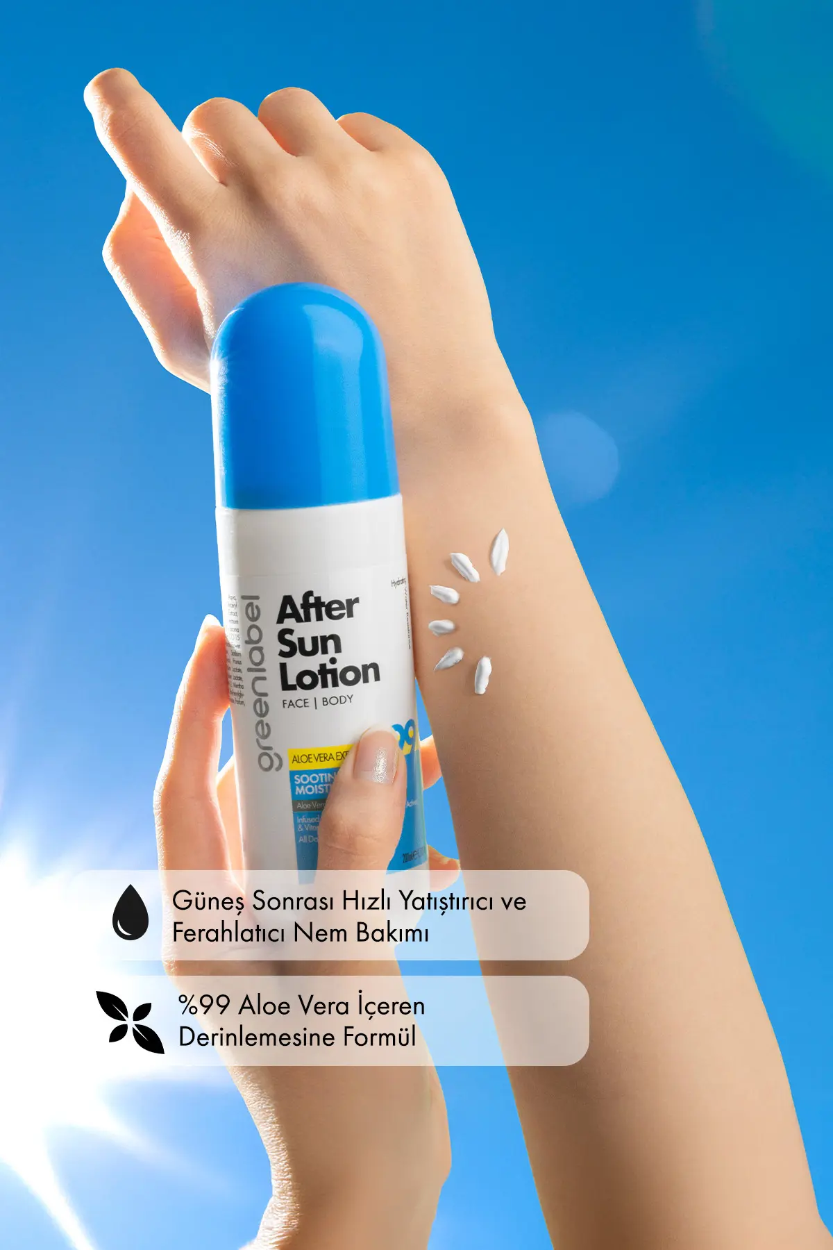 Green Label Güneş Sonrası Vücut Losyonu Aloe Vera Ve Nane Ekstraktı Içeren After Sun Body Lotion 200 ml
