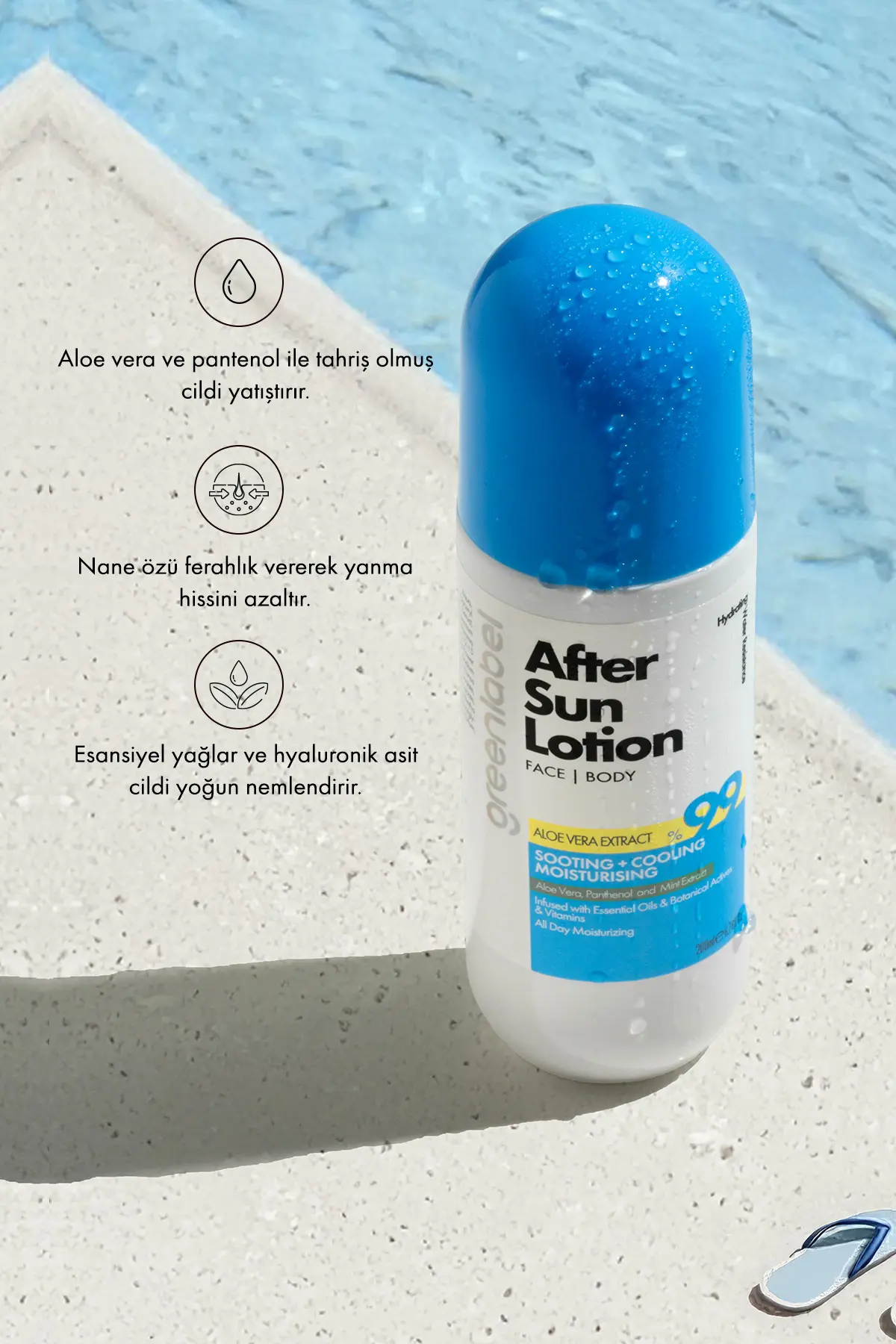 Green Label Güneş Sonrası Vücut Losyonu Aloe Vera Ve Nane Ekstraktı Içeren After Sun Body Lotion 200 ml