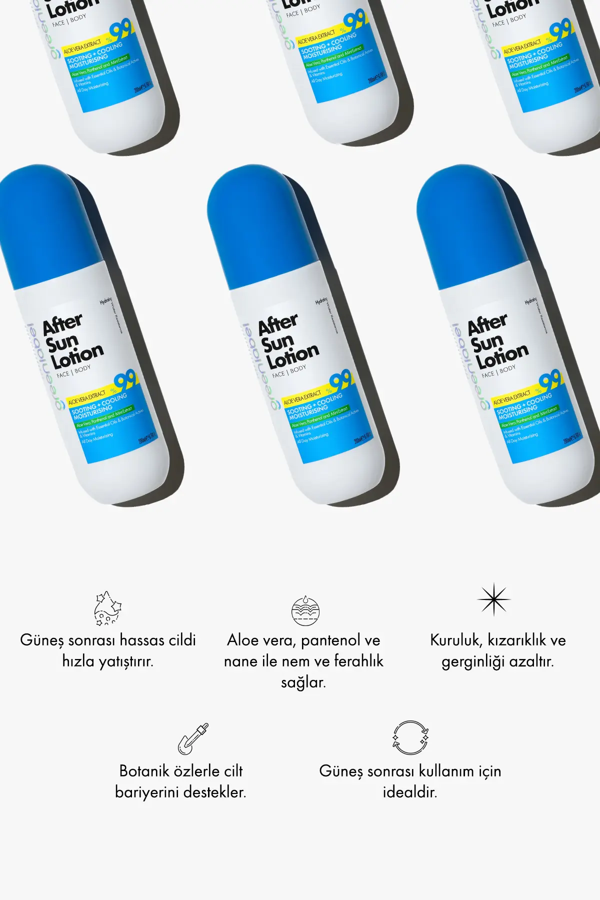 Green Label Güneş Sonrası Vücut Losyonu Aloe Vera Ve Nane Ekstraktı Içeren After Sun Body Lotion 200 ml