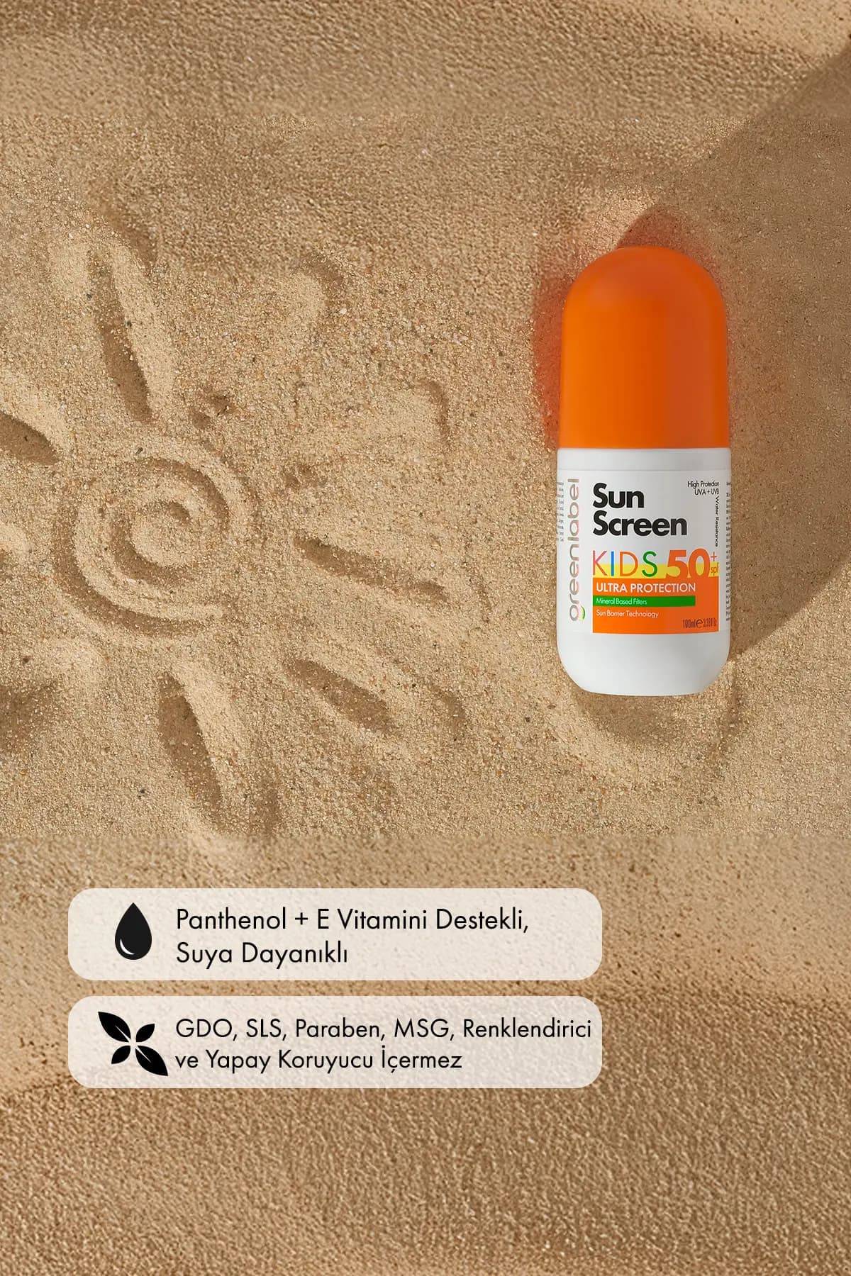 Green Label Çocuk Yüz Ve Vücut Kremi Yüksek Korumalı Kids Sun Spf 50 Mineral Bazlı Güneş Koruyucu Krem 100 ml
