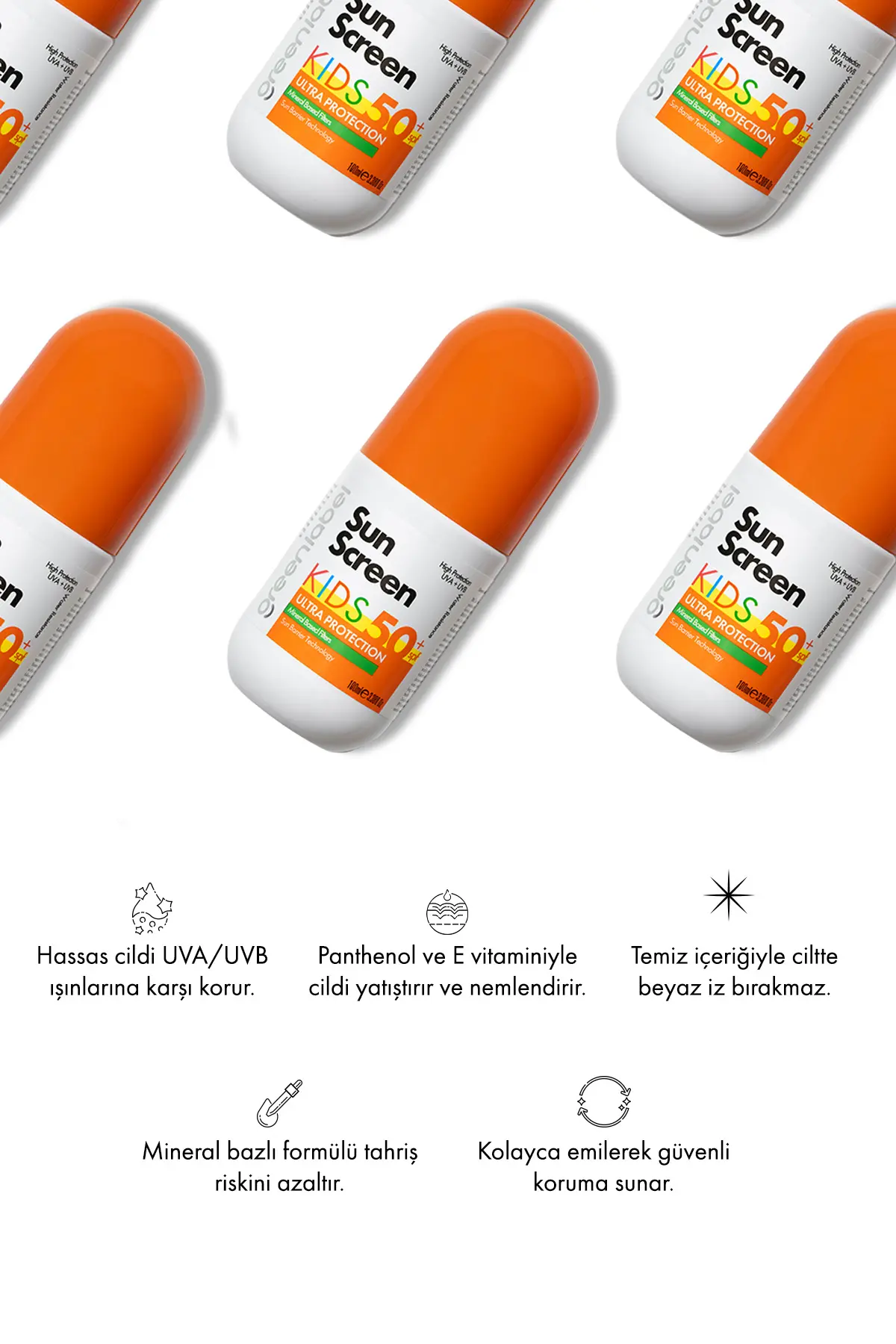 Green Label Çocuk Yüz Ve Vücut Kremi Yüksek Korumalı Kids Sun Spf 50 Mineral Bazlı Güneş Koruyucu Krem 100 ml