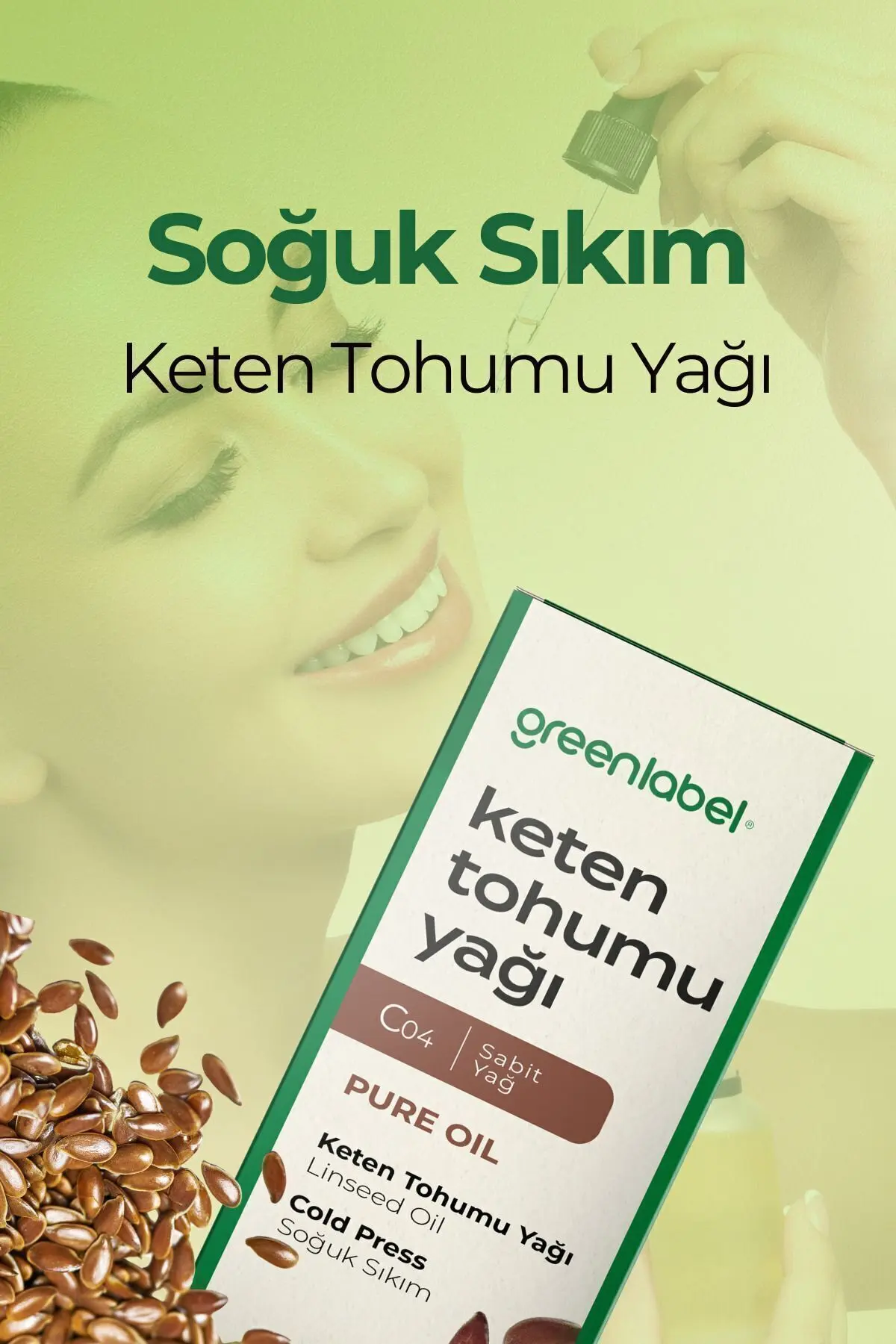 Green Label Keten Tohumu Yağı Soğuk Sıkım %100 Doğal Ve Saf 50ml