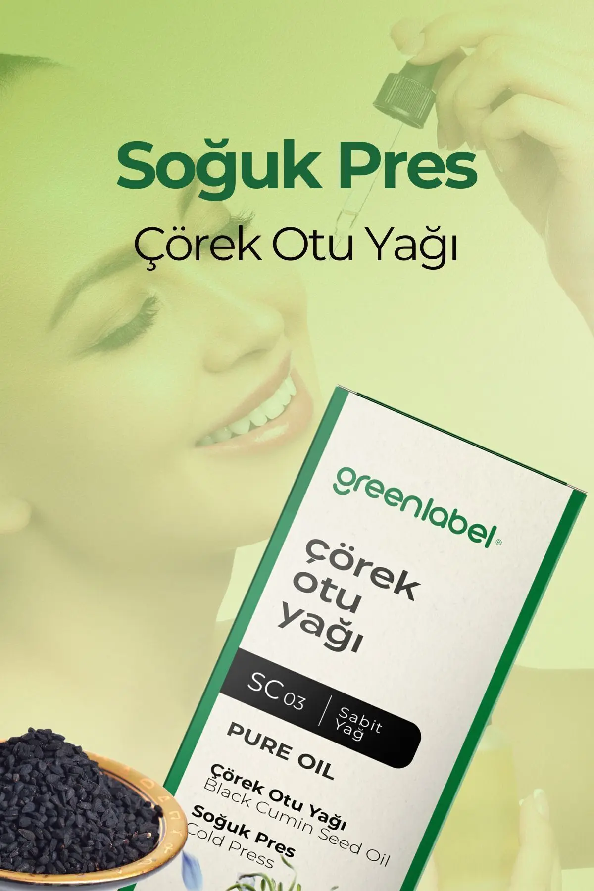 Green Label Çörek Otu Yağı Soğuk Sıkım %100 Doğal Ve Saf 50ml