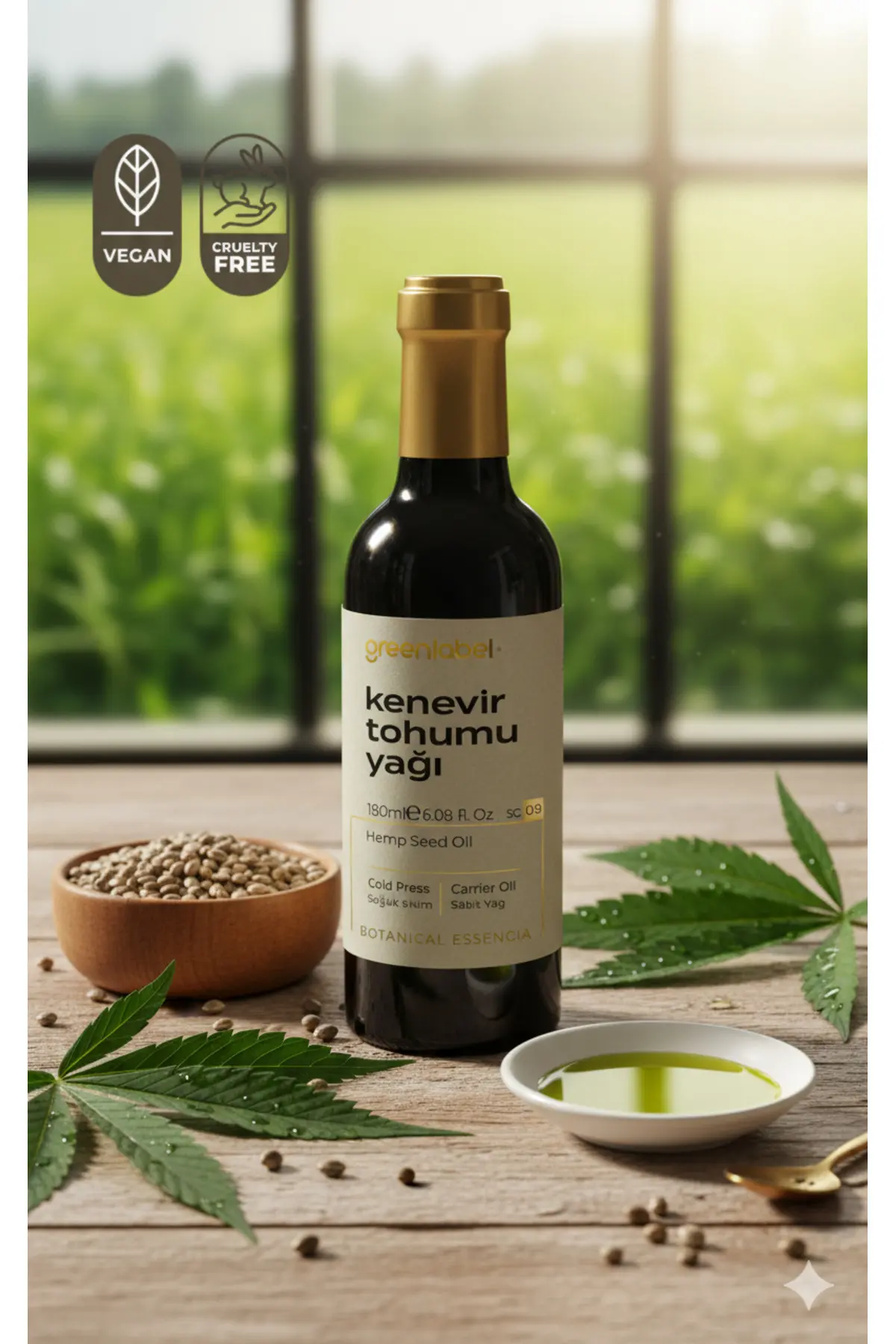 Green Label Soğuk Sıkım Kenevir Tohumu Yağı 180 ml