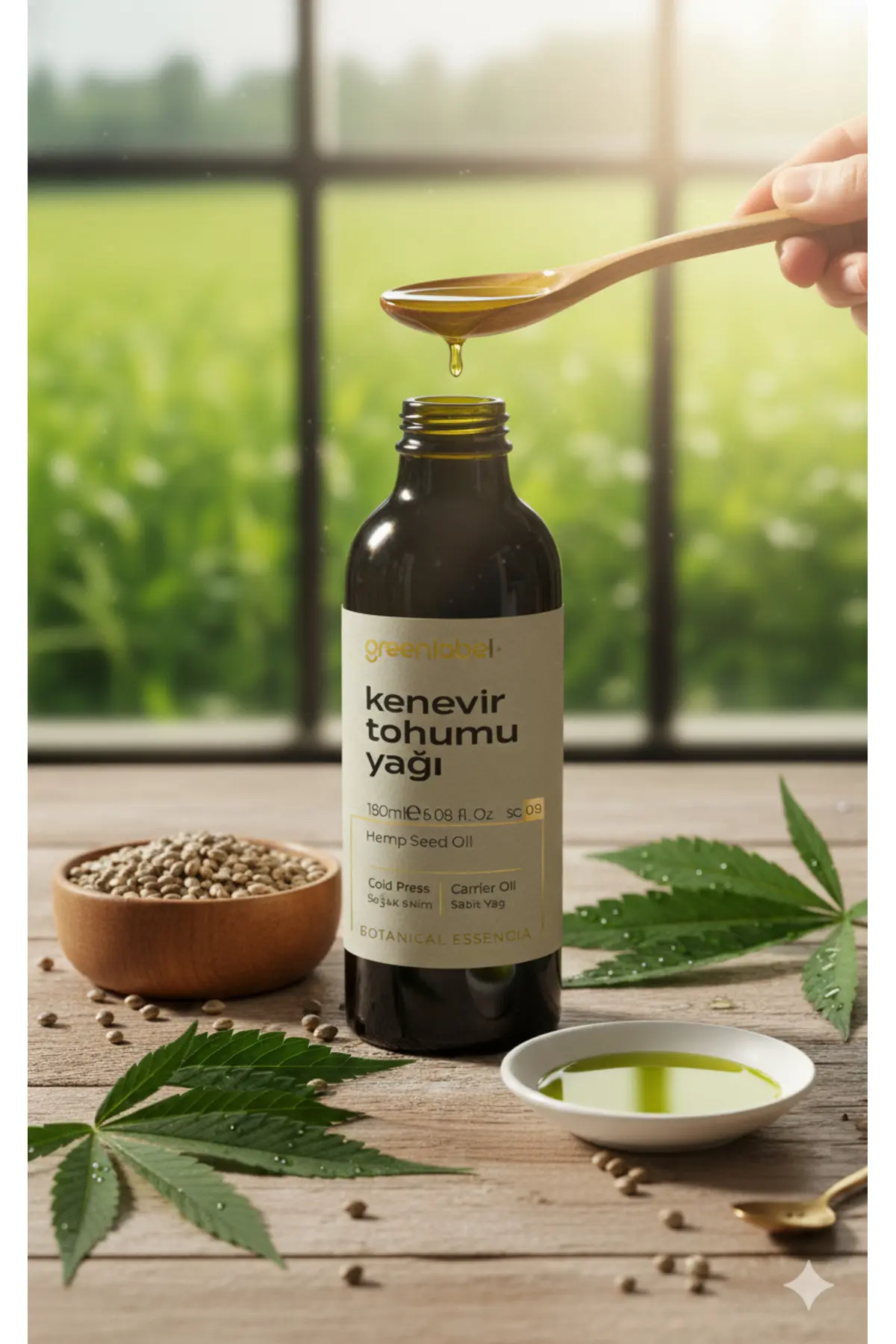 Green Label Soğuk Sıkım Kenevir Tohumu Yağı 180 ml