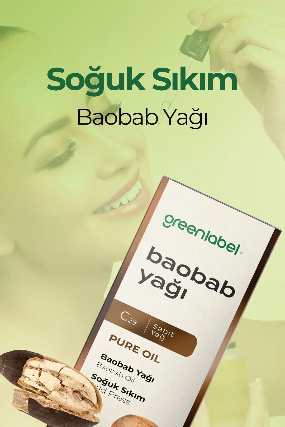 Green Label Baobab Yağı Soğuk Sıkım %100 Doğal Ve Saf 50ml