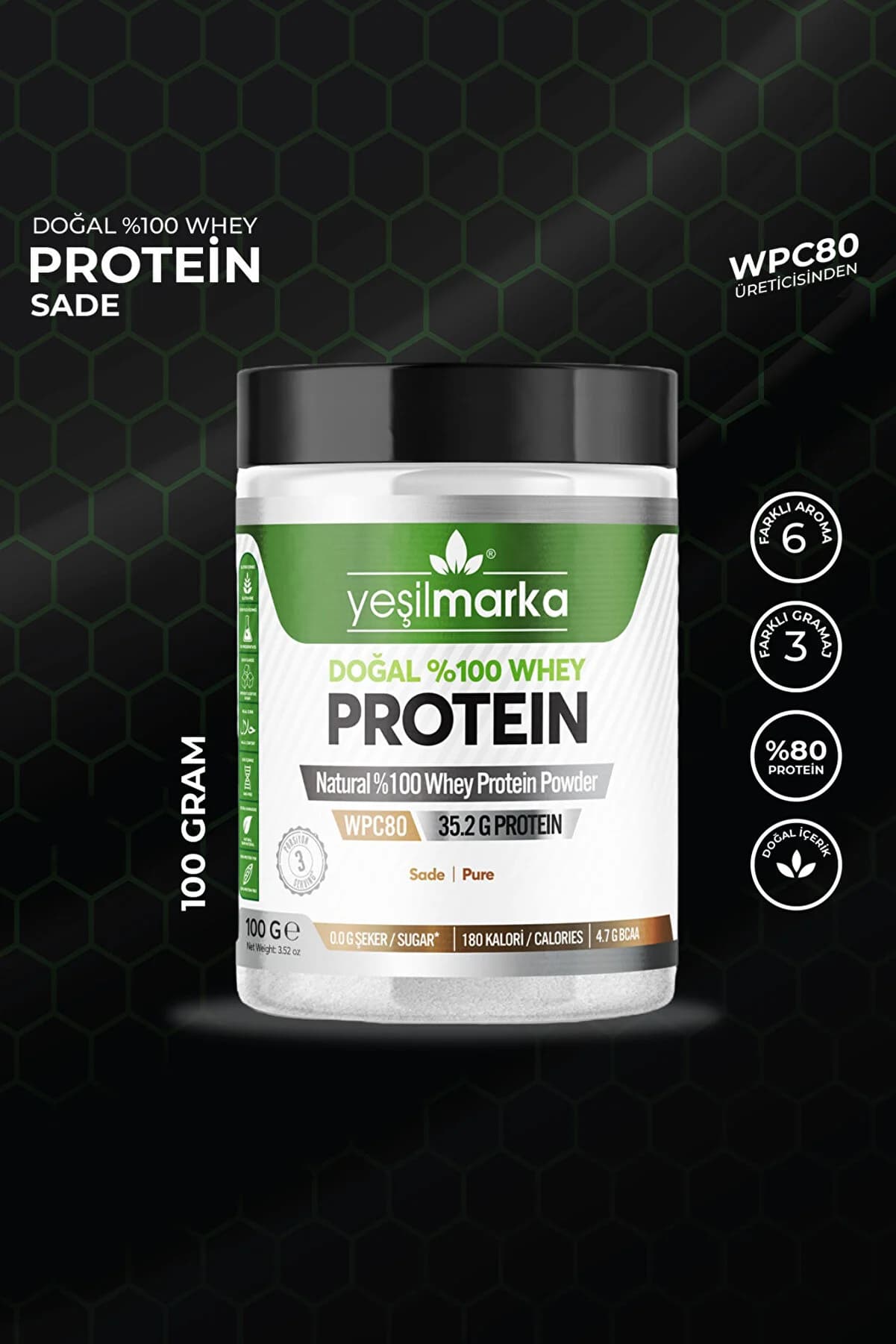 yeşilmarka Whey Protein Tozu - Sade 100 g