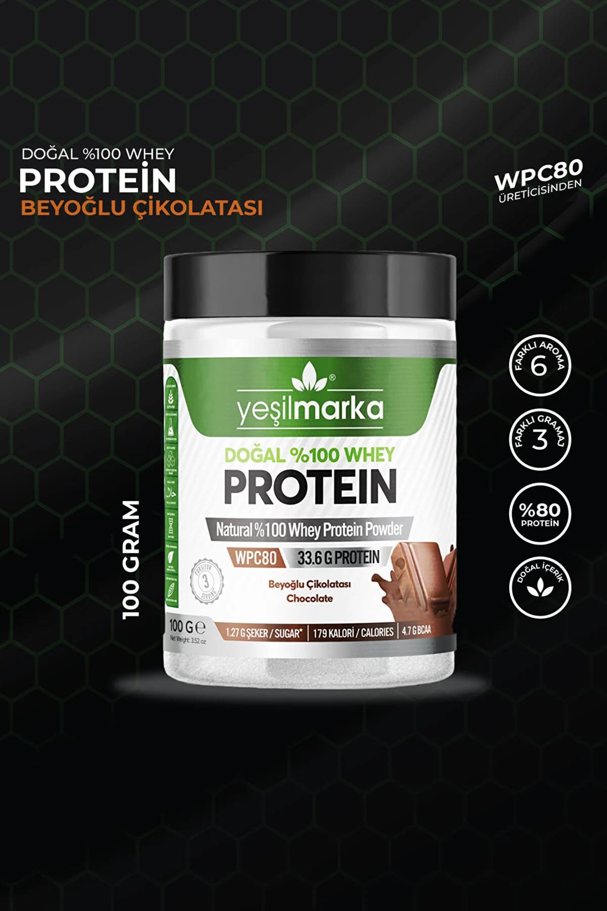 yeşilmarka Whey Protein Tozu - Beyoğlu Çikolatası 100 g