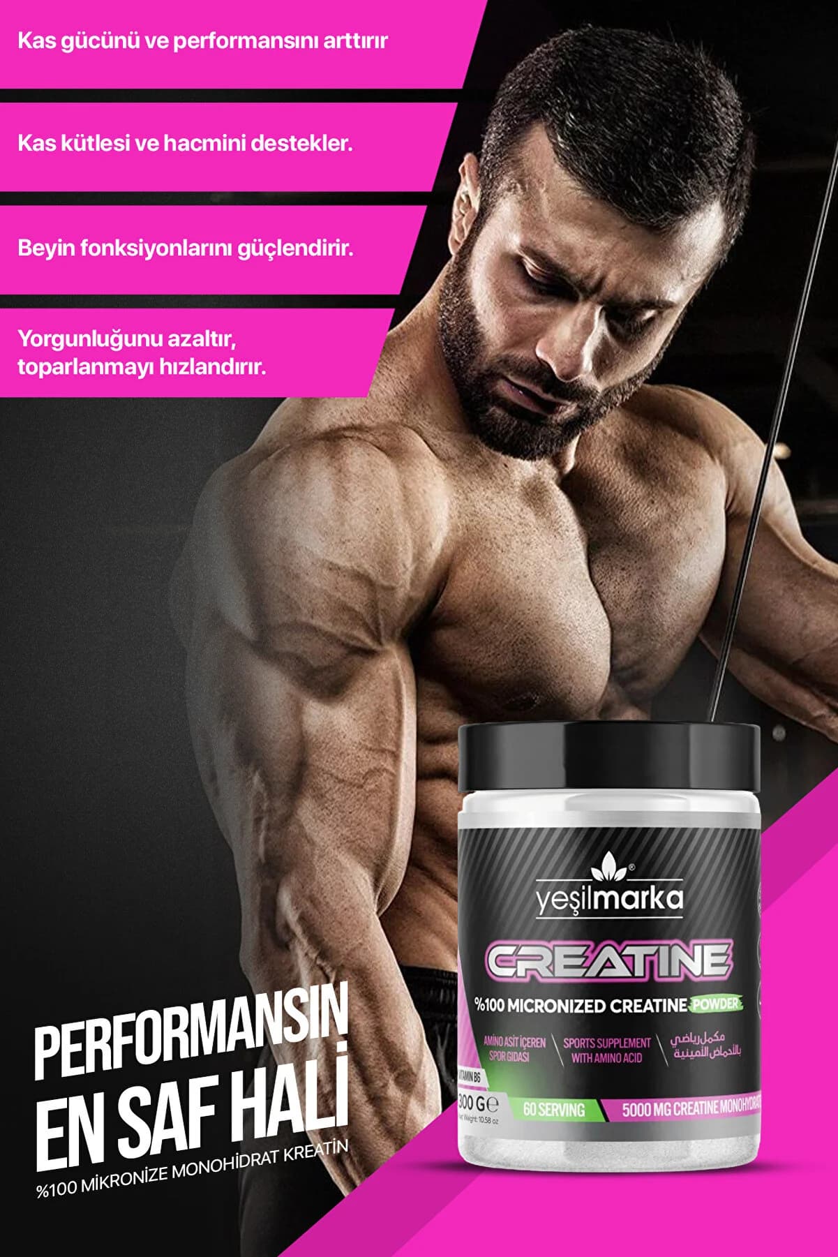 yeşilmarka Vegan Creatine 300 gr %100 Mikronize Kreatin Monohidrat