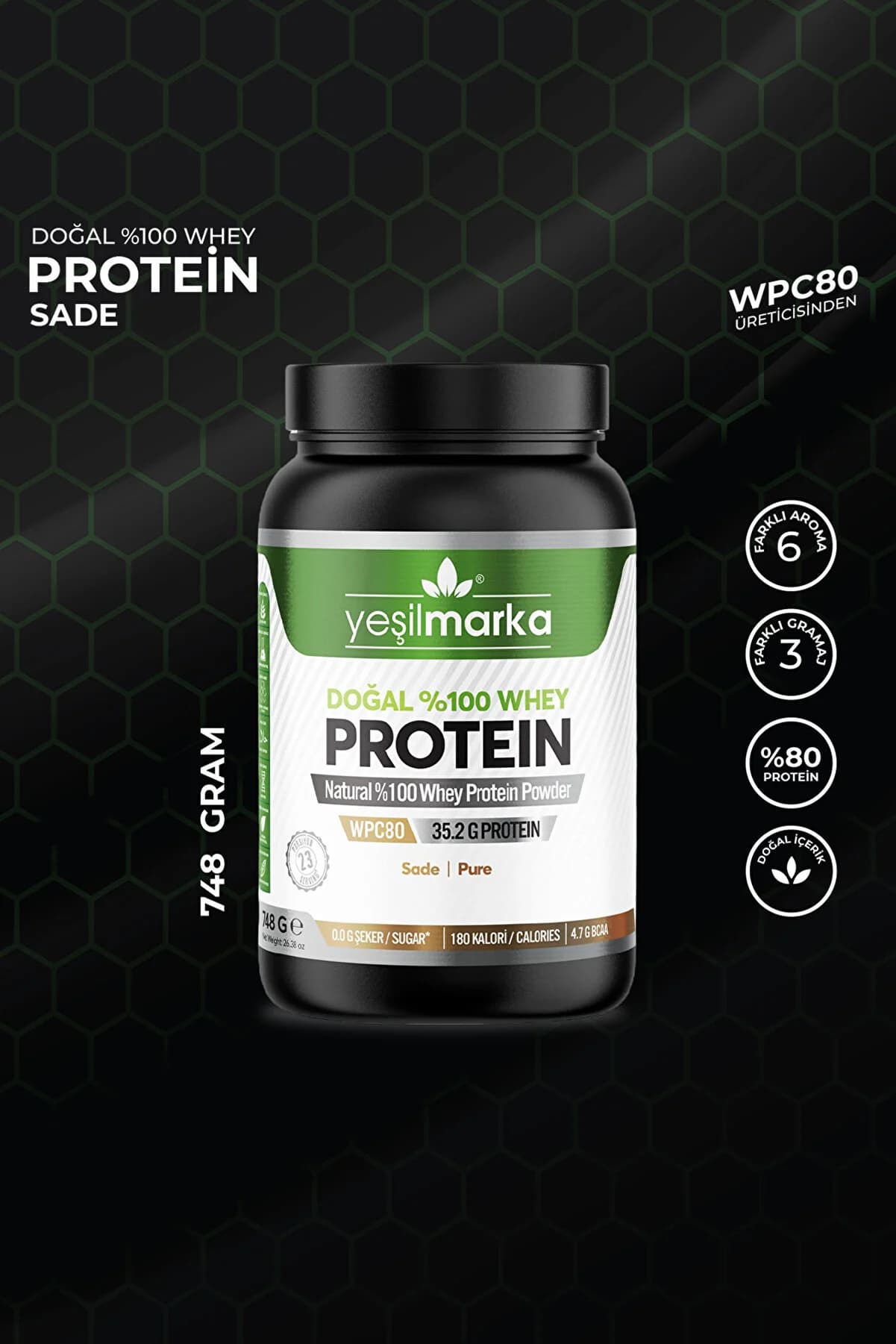 yeşilmarka Whey Protein Tozu - Sade 748g