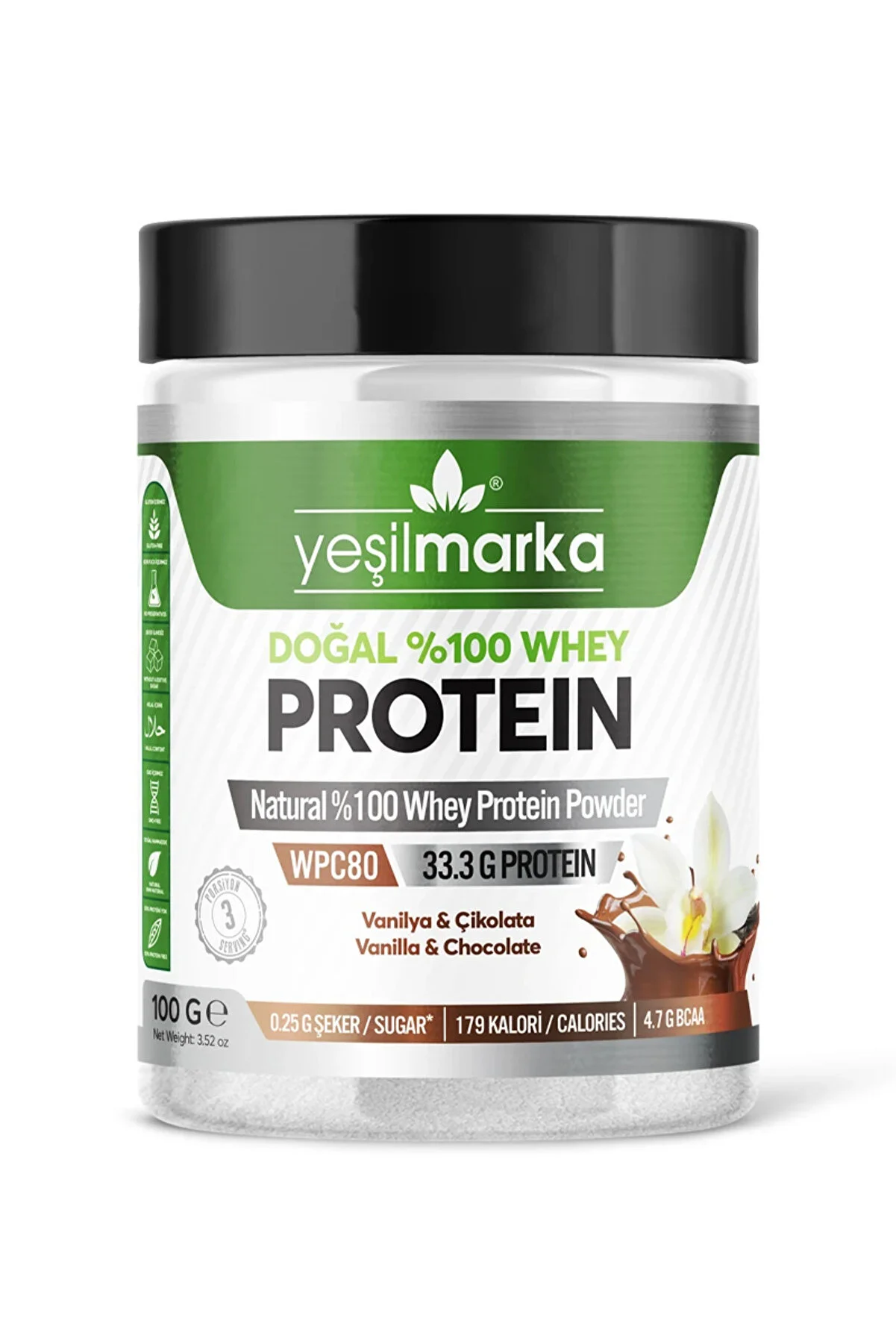 yeşilmarka Whey Protein Tozu - Vanilya / Kakao 100 g