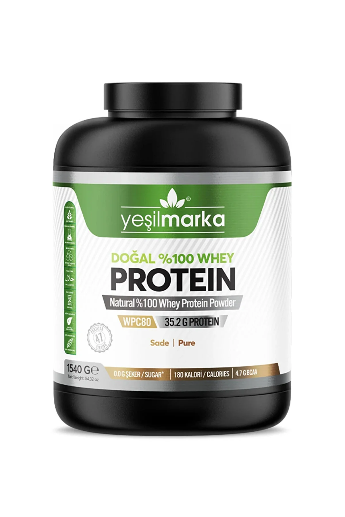 yeşilmarka Whey Protein Tozu Saf / Aromasız 1540 GR