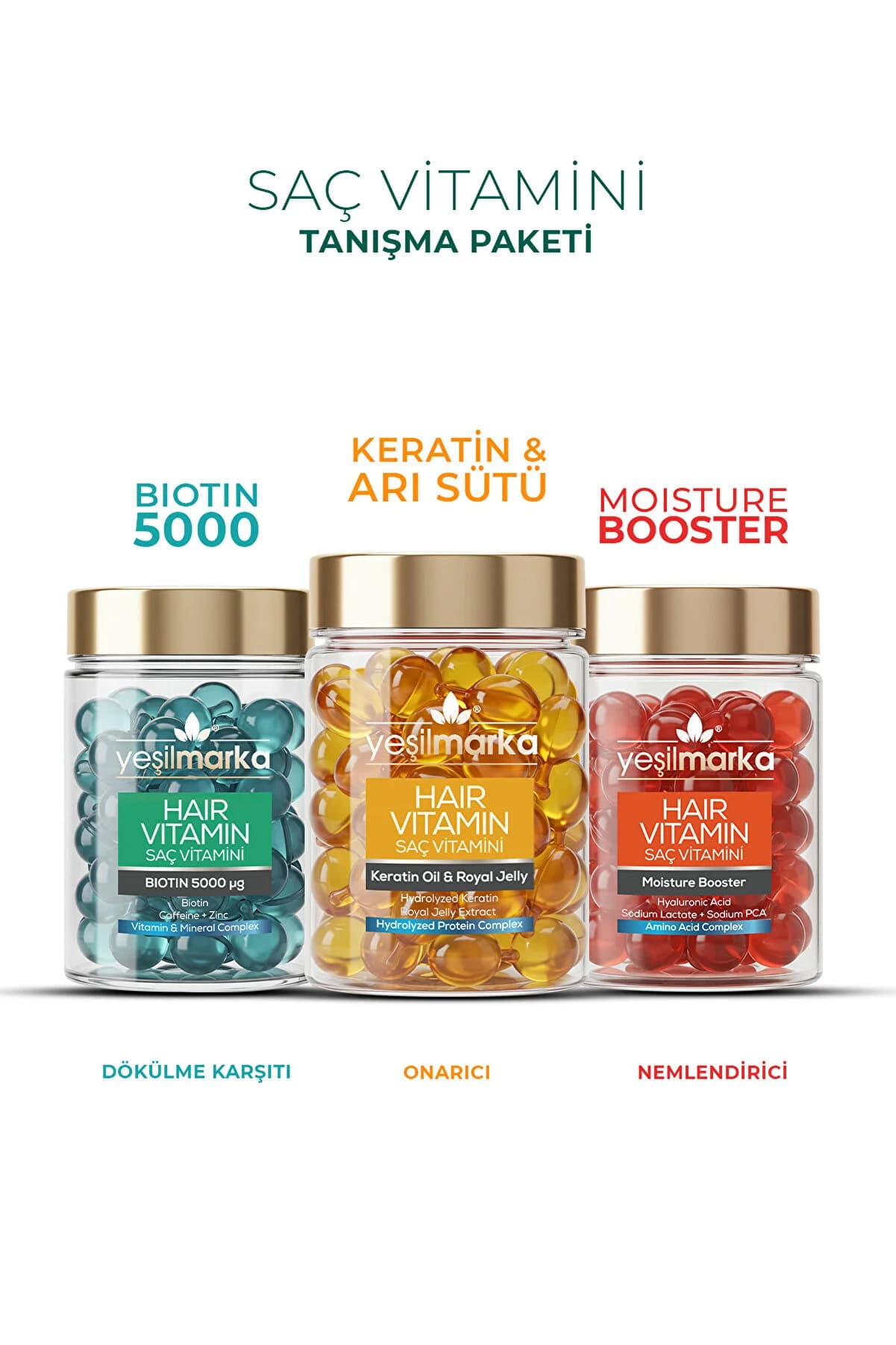 yeşilmarka Canlandırıcı, Onarıcı ve Dökülme Karşıtı Saç Vitamini Bakım Seti (90 Kapsül)