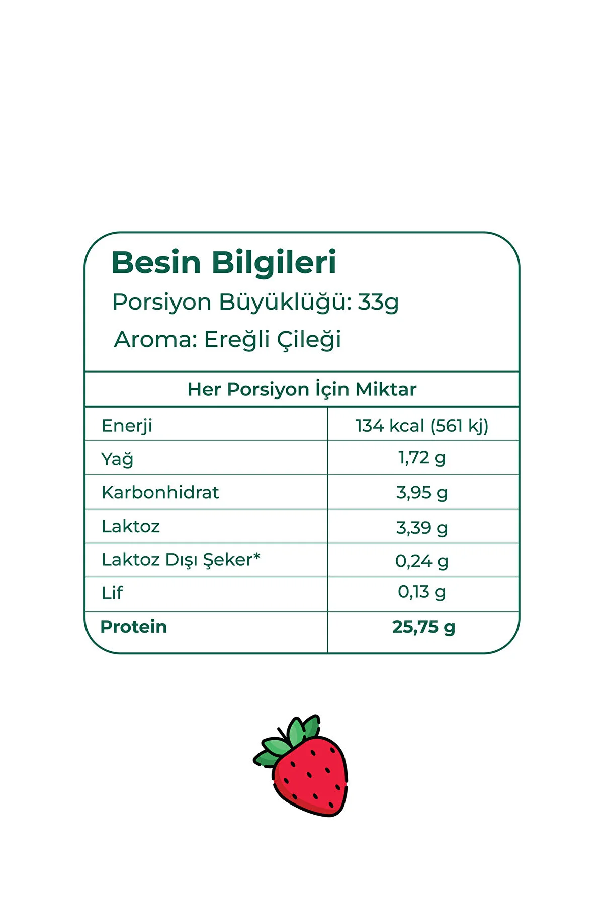 yeşilmarka Whey Protein Tozu– Ereğli Çileği 748g- Liyofilize Çilek Tozu Içerir- Aspartam Yok