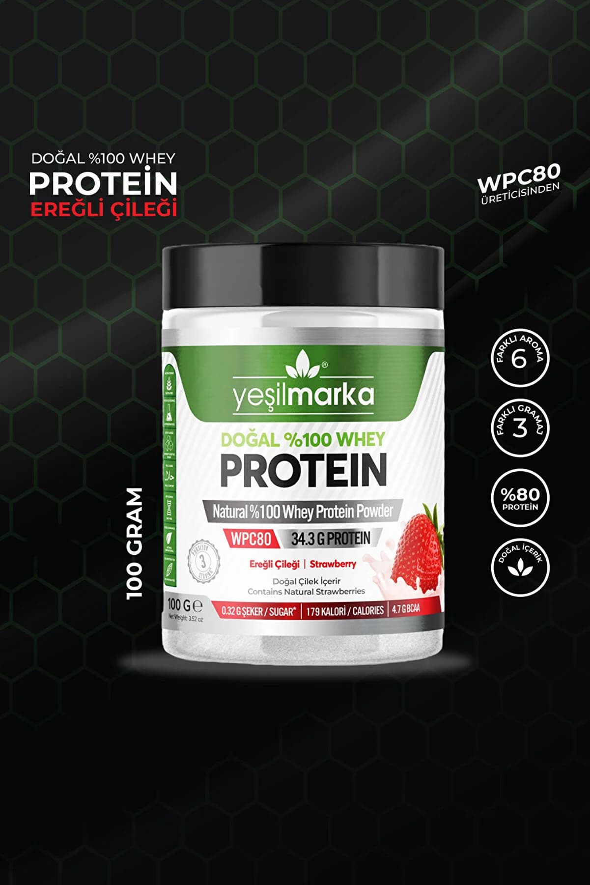 yeşilmarka Whey Protein Tozu - Ereğli Çileği 100 g