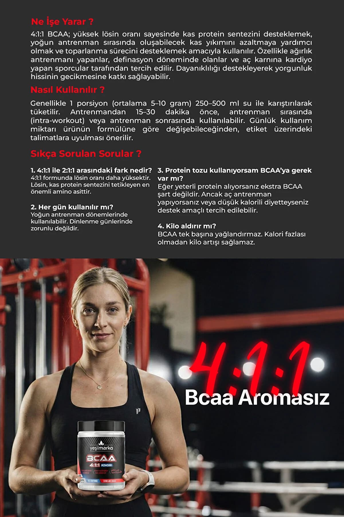 yeşilmarka Vegan Bcaa - Aromasız Amino Asit