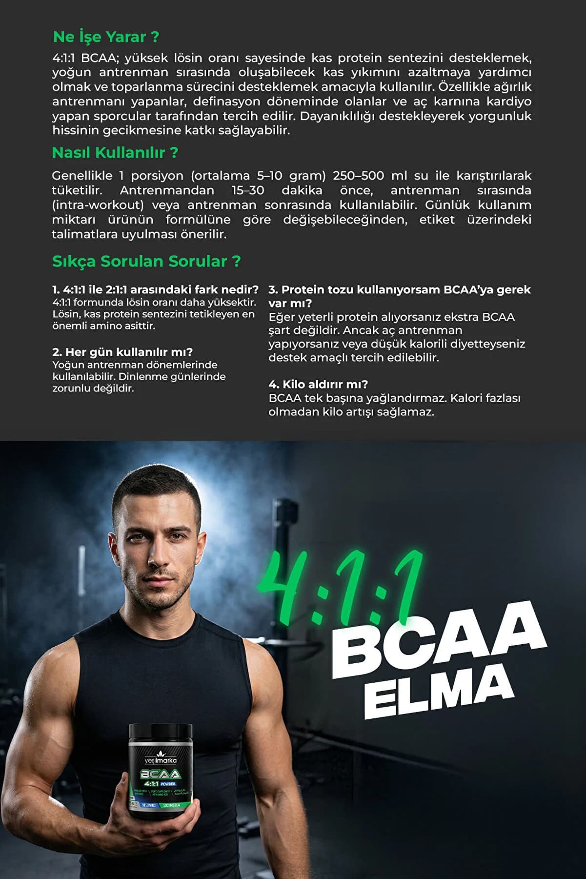 yeşilmarka Vegan Bcaa - Elmalı Amino Asit