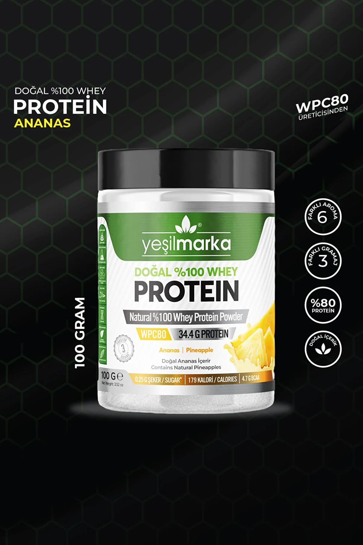 yeşilmarka Whey Protein Tozu - Ananas 100 g