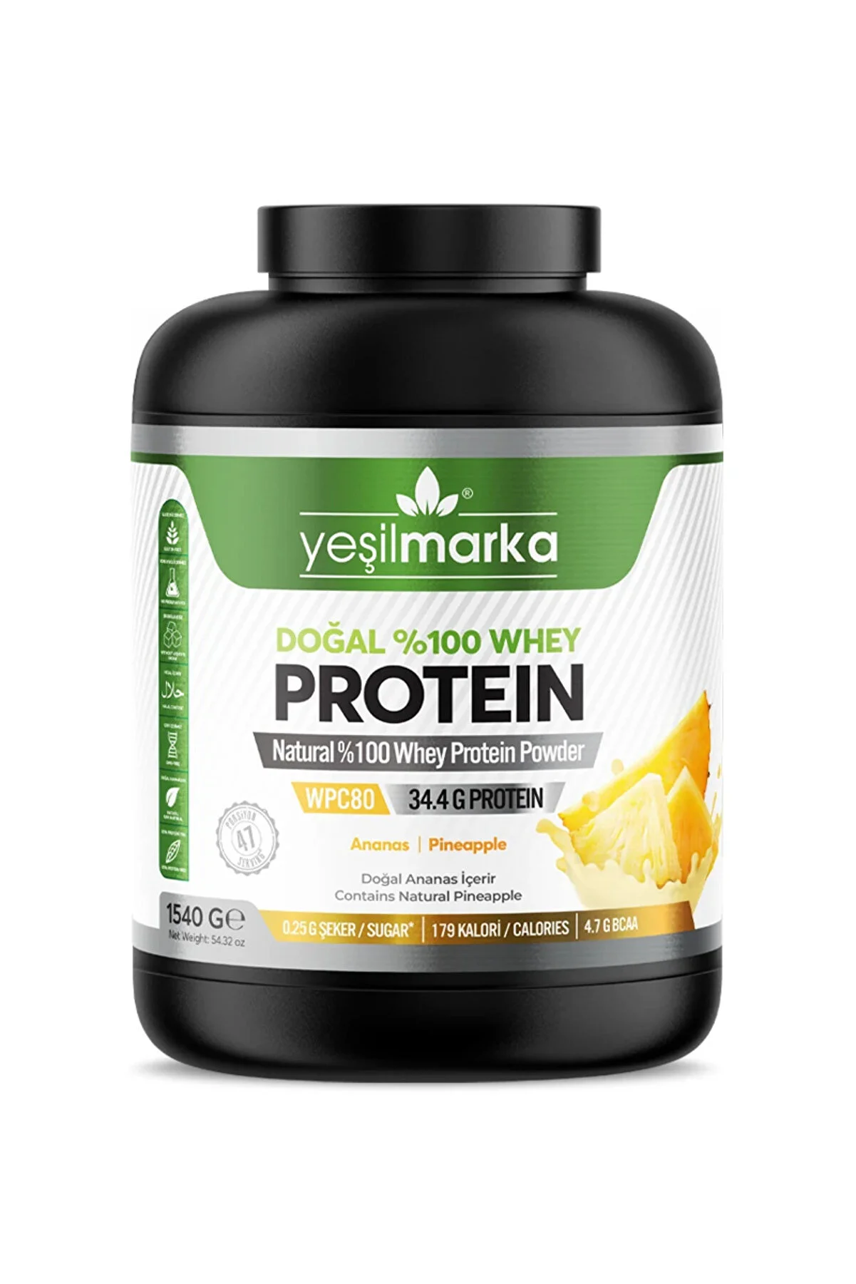 yeşilmarka Whey Protein Tozu– Ananas 1540g- Yerli Whey Protein Tozu Üreticisinden Tüketiciye