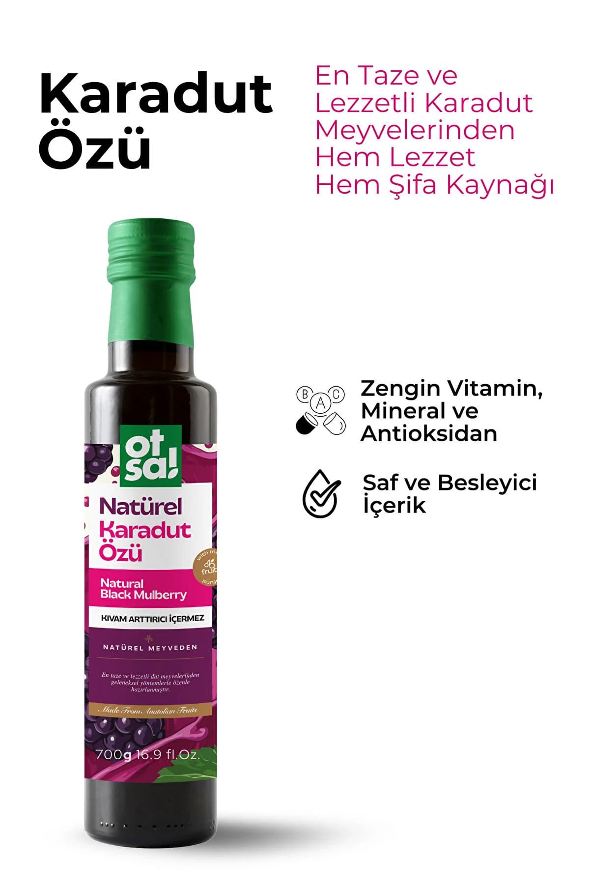 Otsa Karadut Ekstraktı Içeren Doğal Karadut Özü 500 ml