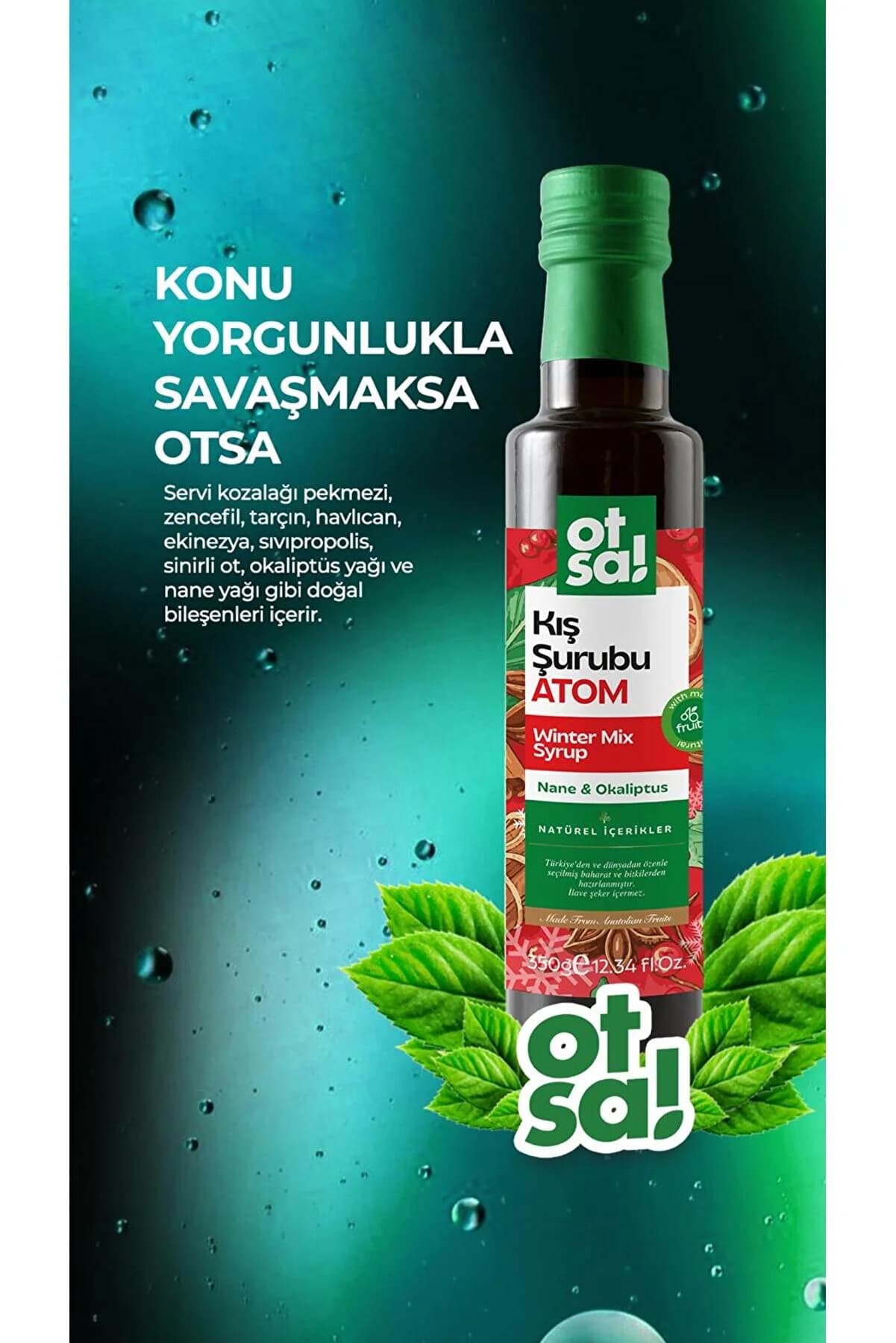 Otsa Atom Kış Şurubu Kozalak Pekmezi, Zencefil, Ekinezya ve Bitki Ekstraktları İçeren Doğal Karışım 350g