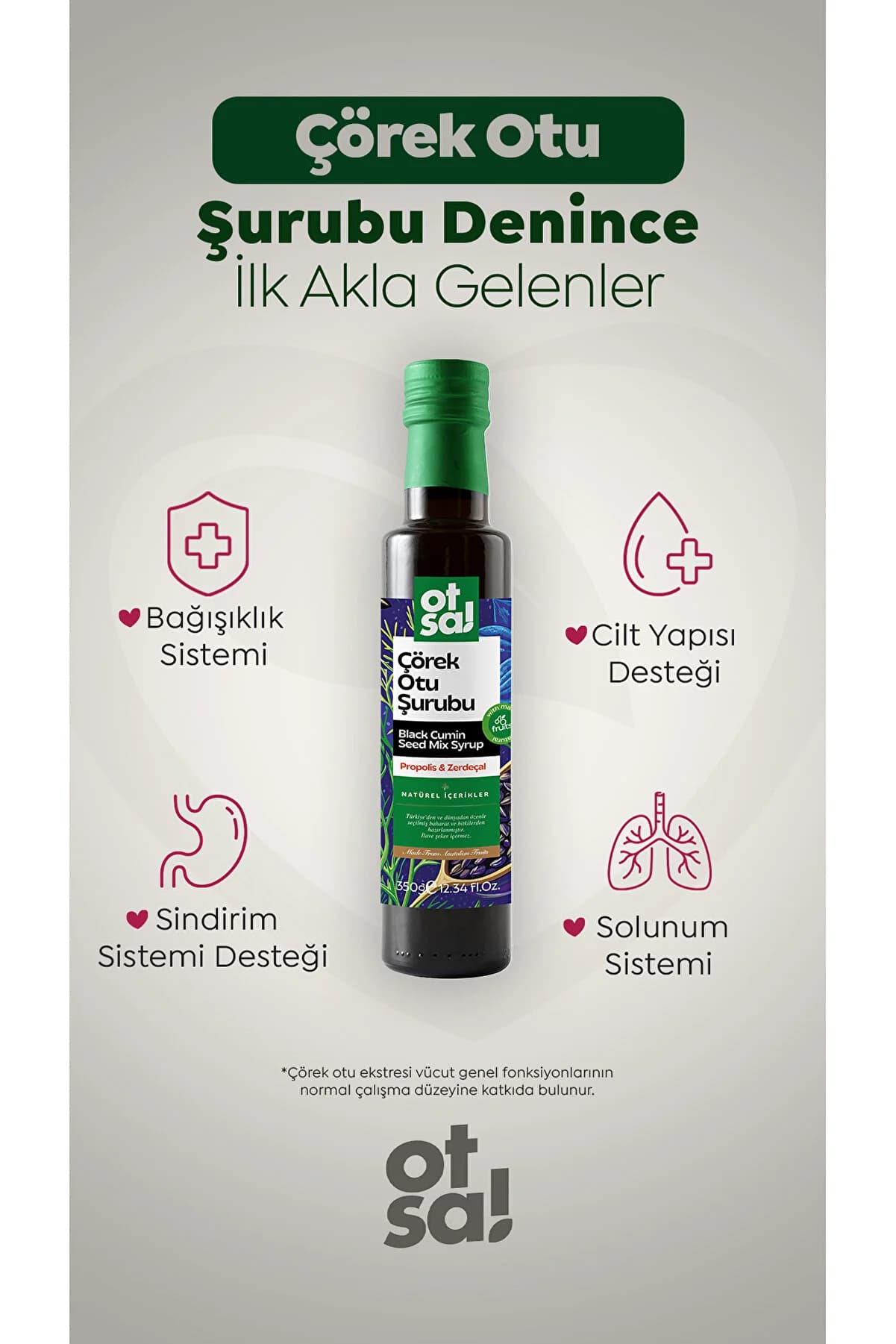 Otsa Çörek Otu Şurubu, Çörek Otu Ekstresi Ve Propolis Içeren Besleyici Karışım 350g