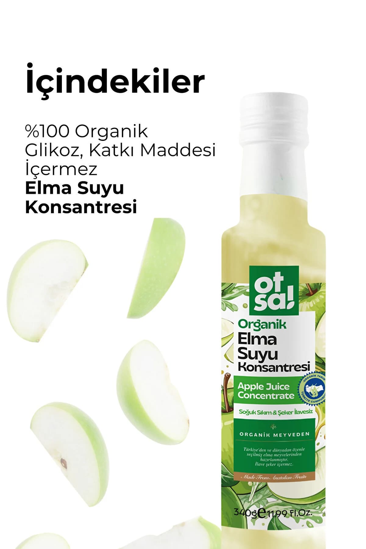 Otsa Doğal Elmalardan Elde Edilen Saf ve Yoğun Elma Suyu Konsantresi 340g