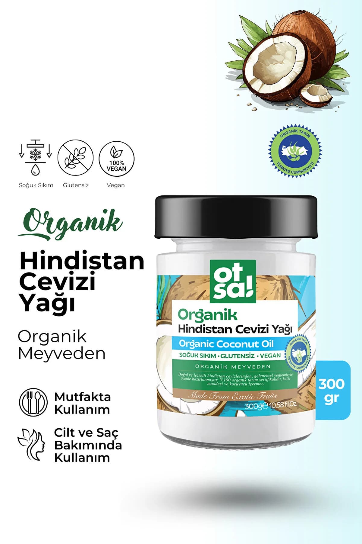 Otsa Organik Hindistan Cevizi Yağı 300 g