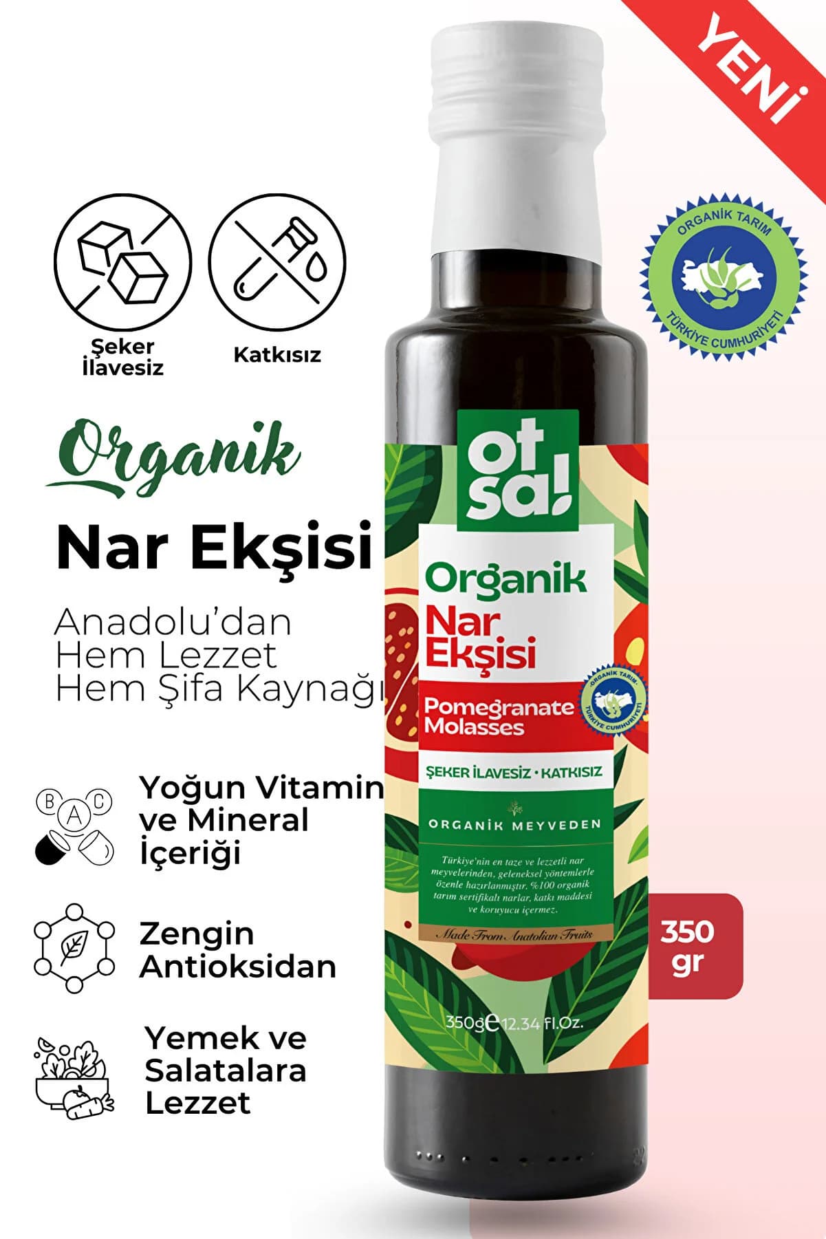 Green Label Otsa Doğal Organik Nar Ekşisi 350 gr | Katkısız, Glikozsuz, Yoğun Kıvam