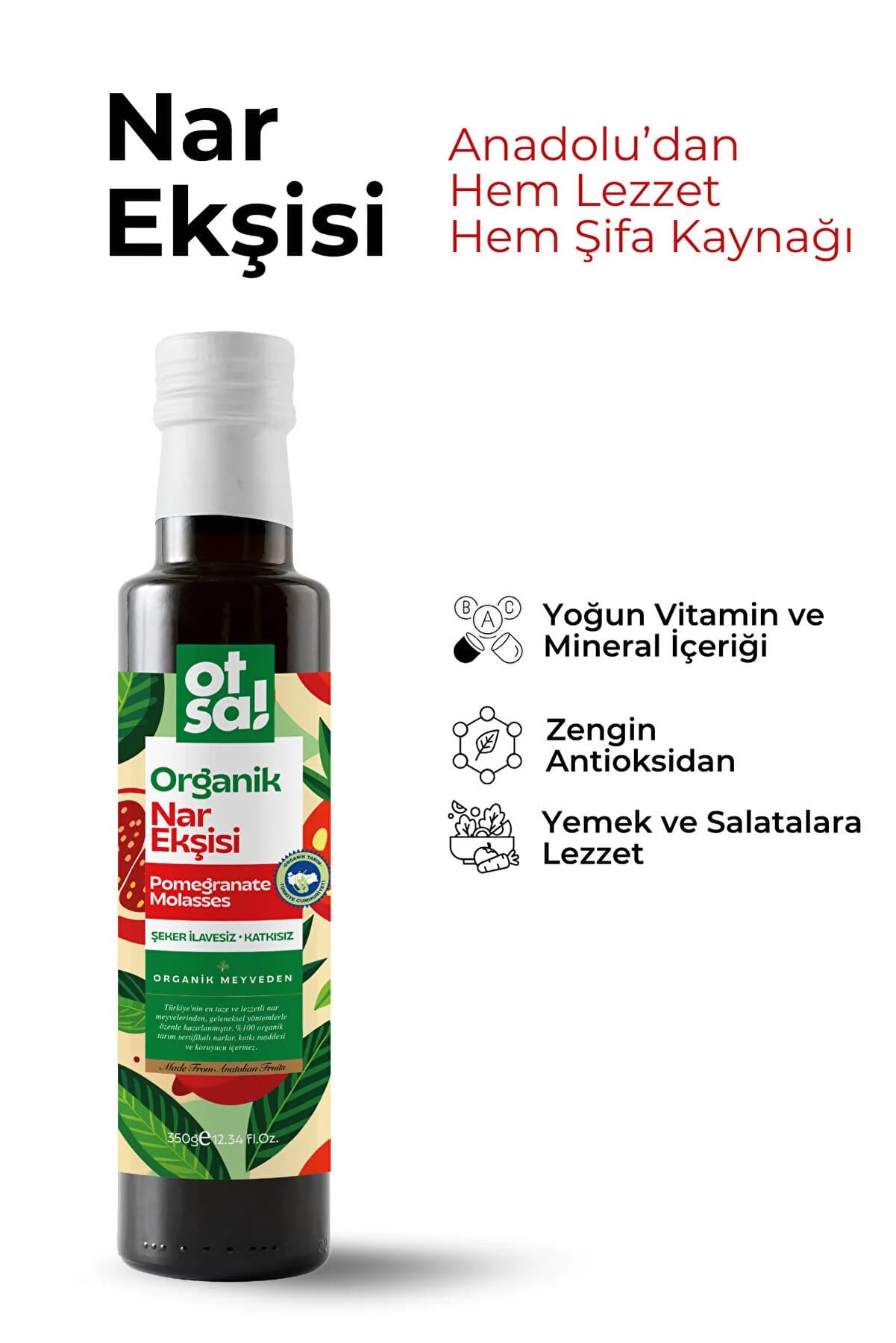 Green Label Otsa Doğal Organik Nar Ekşisi 350 gr | Katkısız, Glikozsuz, Yoğun Kıvam