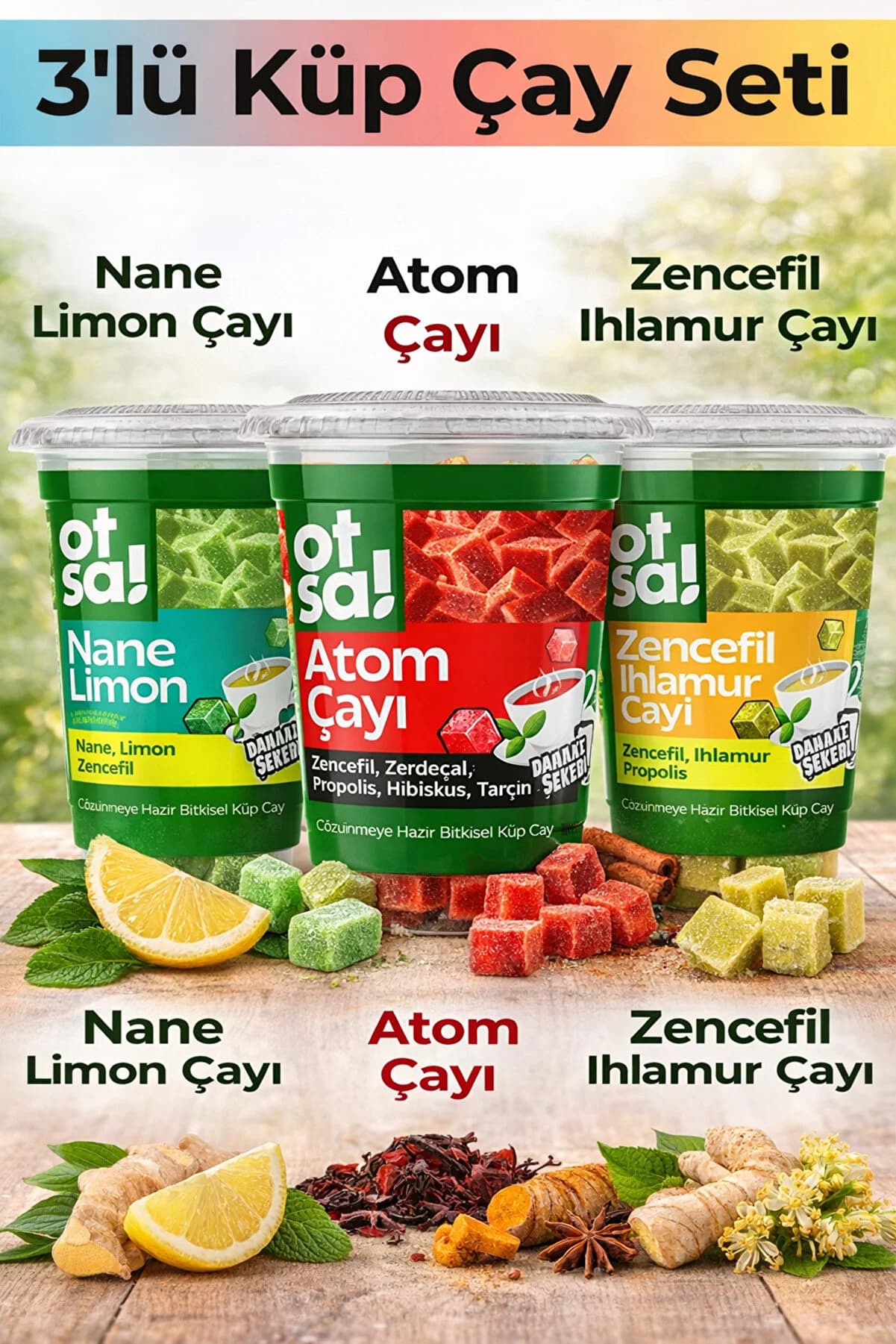 Otsa 3x Doğal Enerji Nane Ferahlığı, Limon Tazeliği, Zencefil Ve Zerdeçallı Şifalı Bitki Çayları
