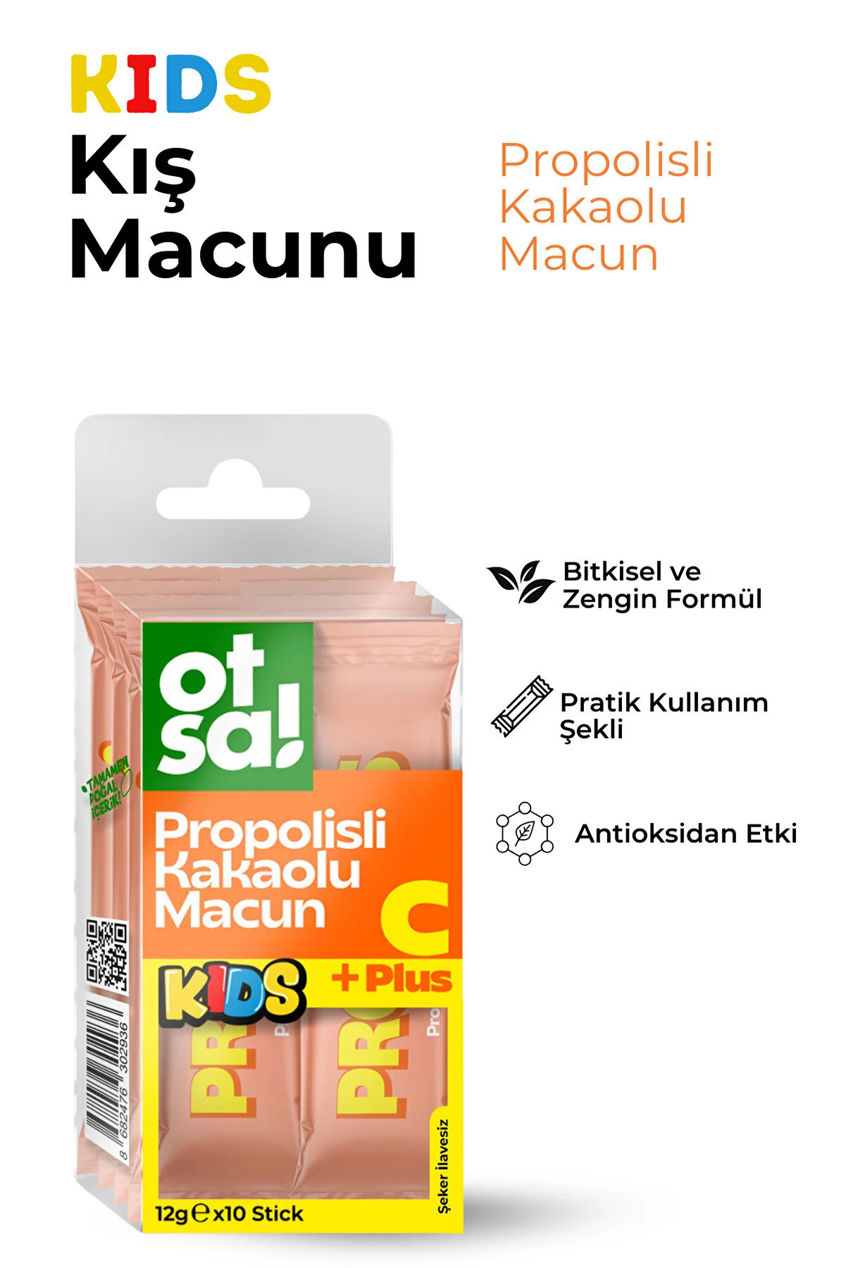 Green Label Otsa Kids Kış Macunu Stick 12g X 10 Adet - Ballı, Propolisli, Kakao Aromalı