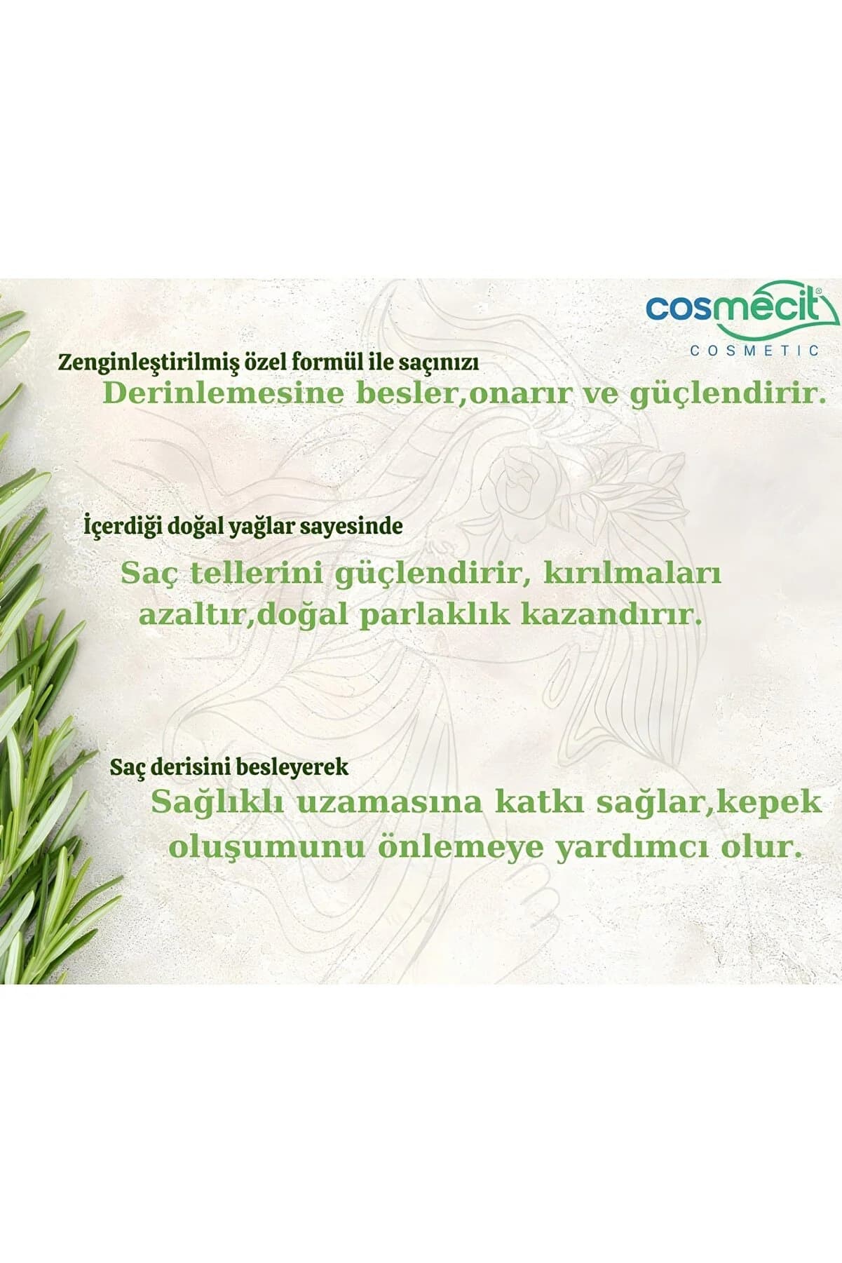 cosmecit Biberiye Saç Bakım Yağı 100ml - Besleyici & Güçlendirici Bitkisel Formül