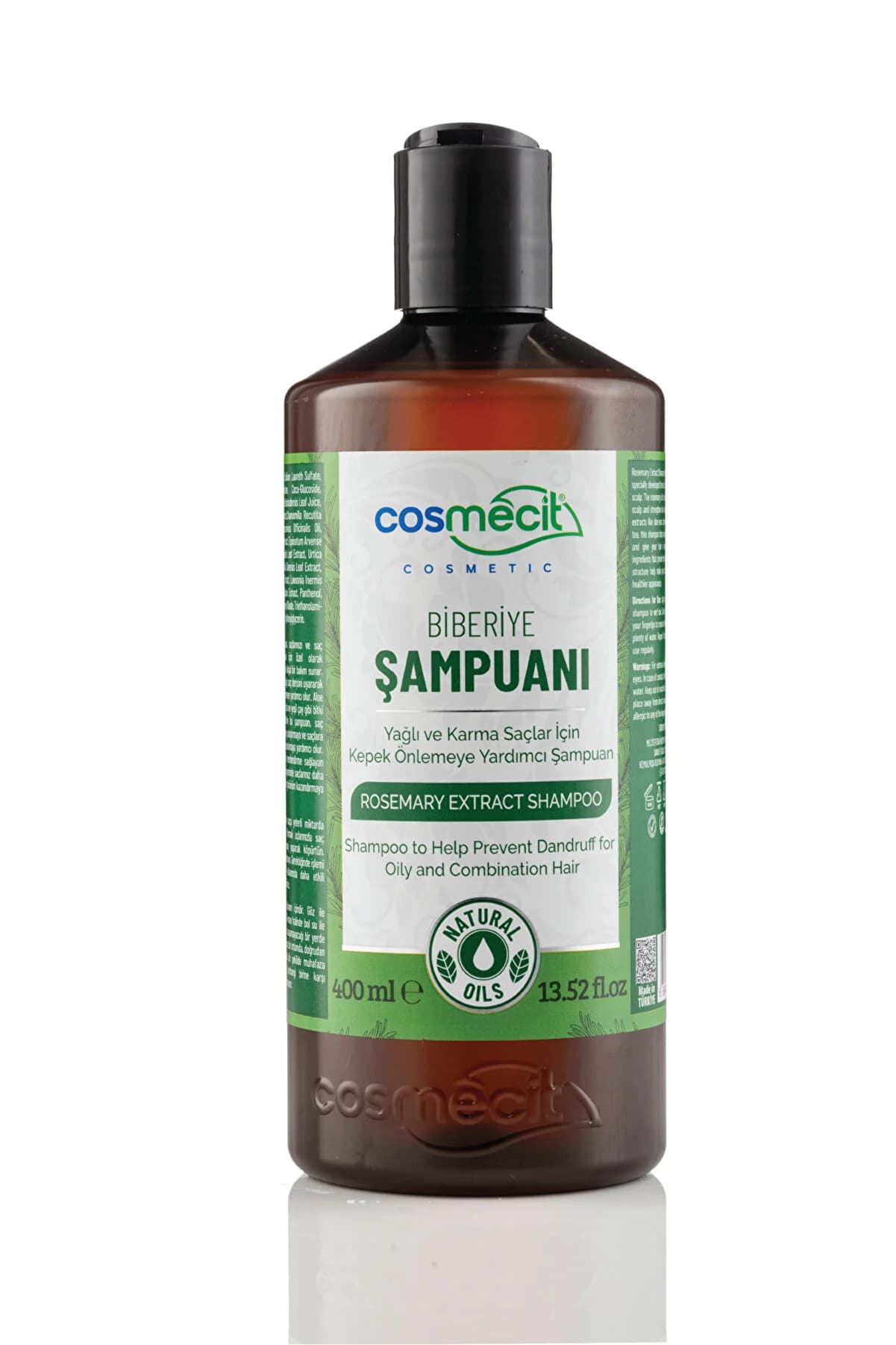 cosmecit Yağlı Ve Karma Saçlar İçin Kepek Önlemeye Yardımcı Biberiye Özlü Şampuan 400ML