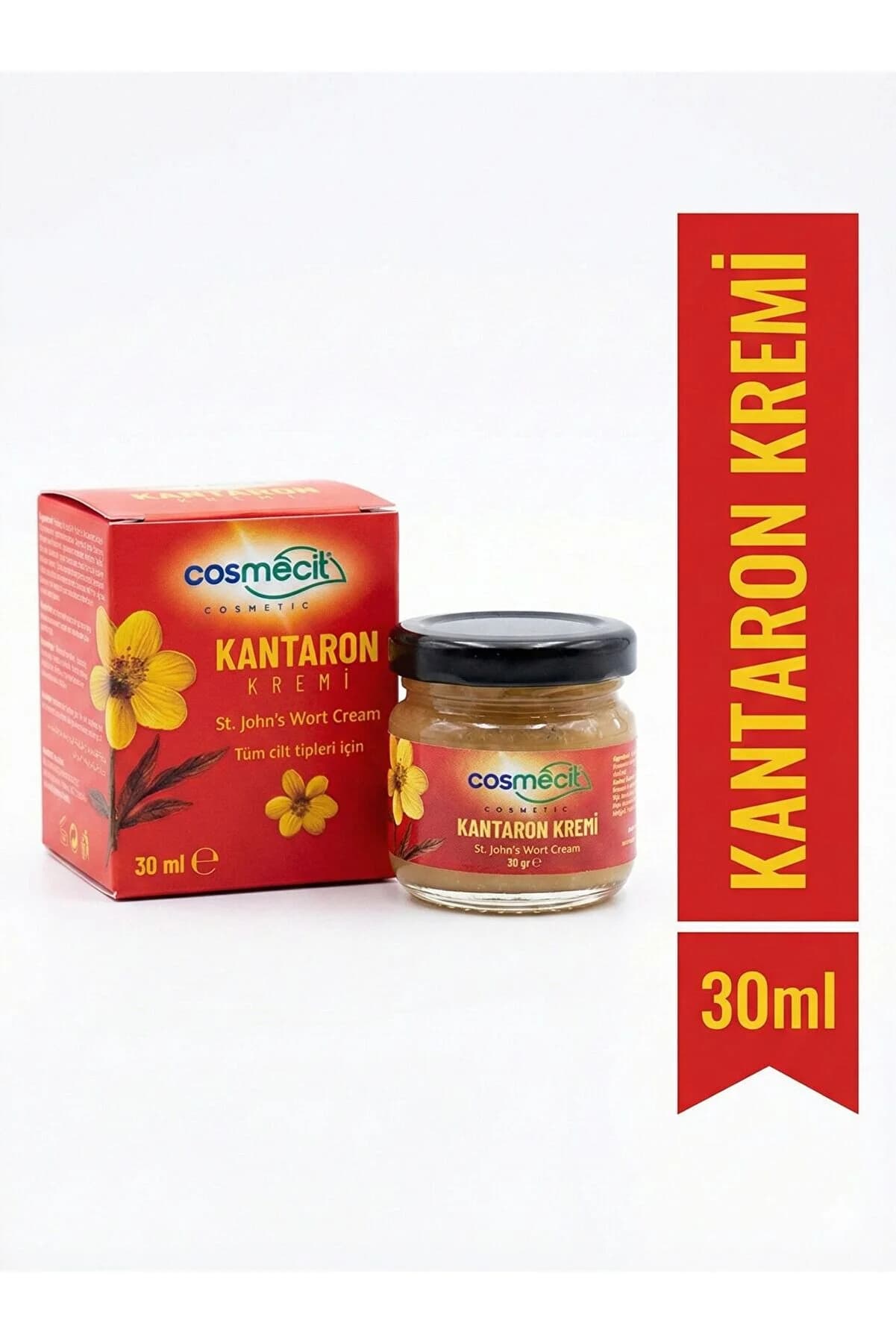 cosmecit Kantaron Kremi - Tüm Cilt Tipleri İçin Doğal Özlü Bakım 30 ml