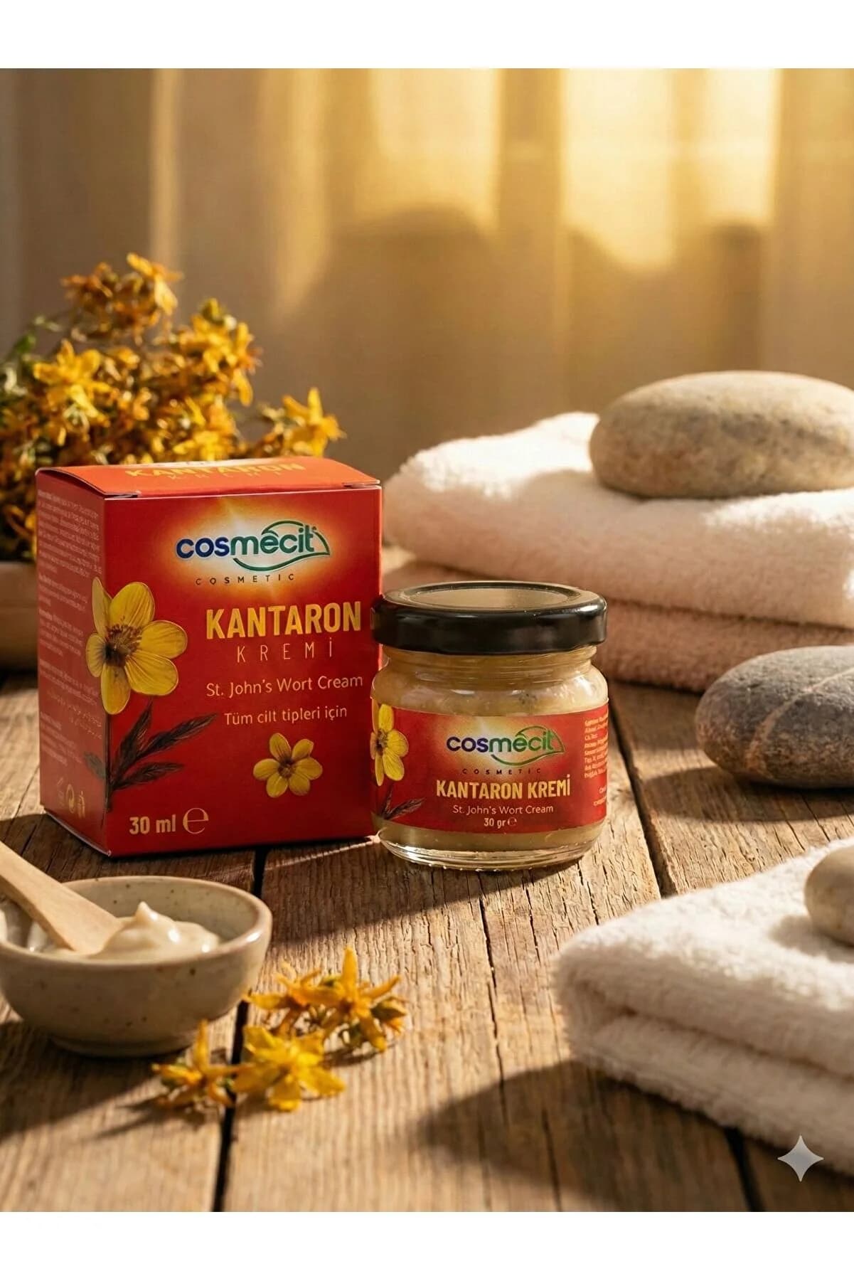 cosmecit Kantaron Kremi - Tüm Cilt Tipleri İçin Doğal Özlü Bakım 30 ml