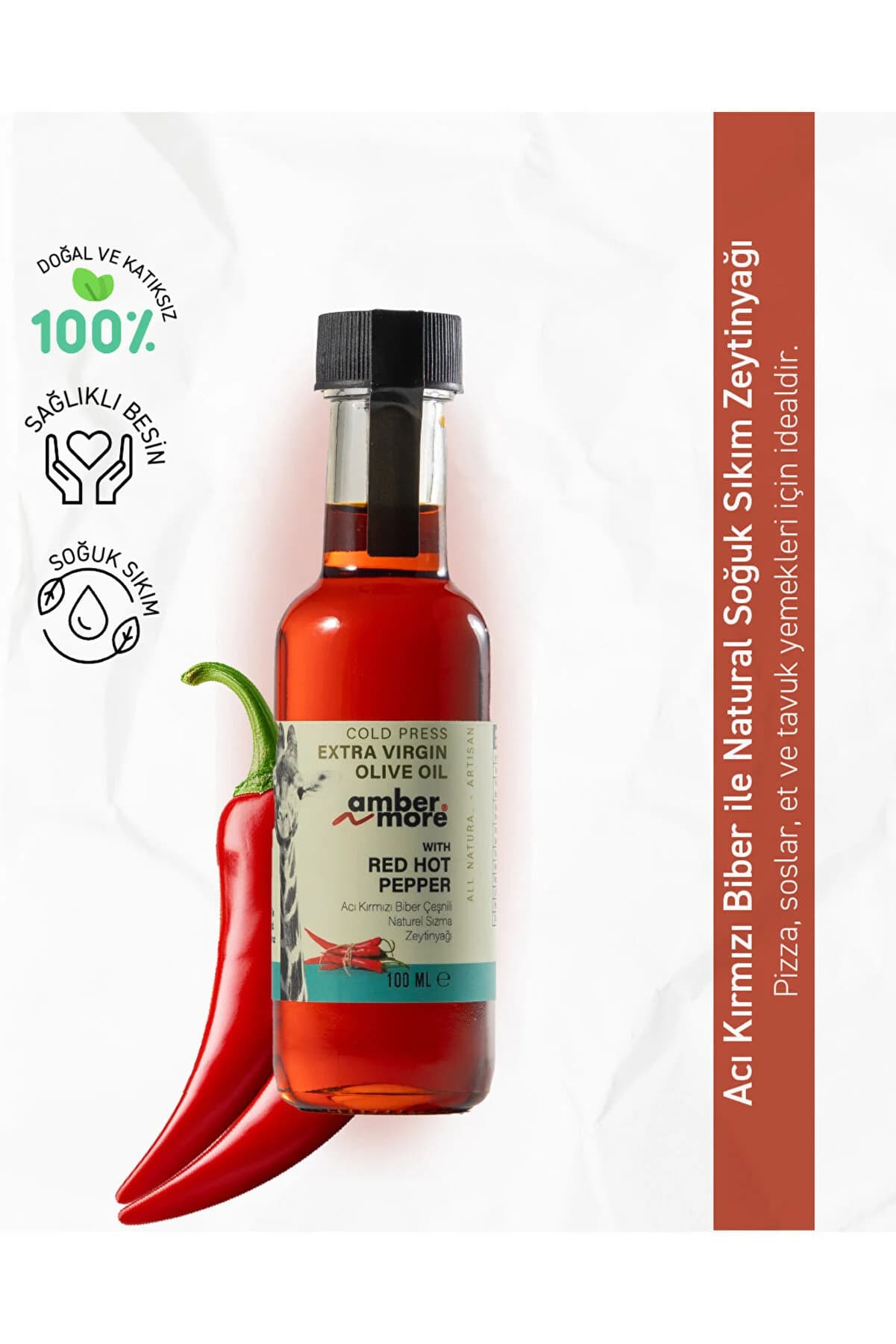 AMBERNMORE Acı Kırmızı Biber Çeşnili Naturel Sızma Zeytinyağı 100 ml