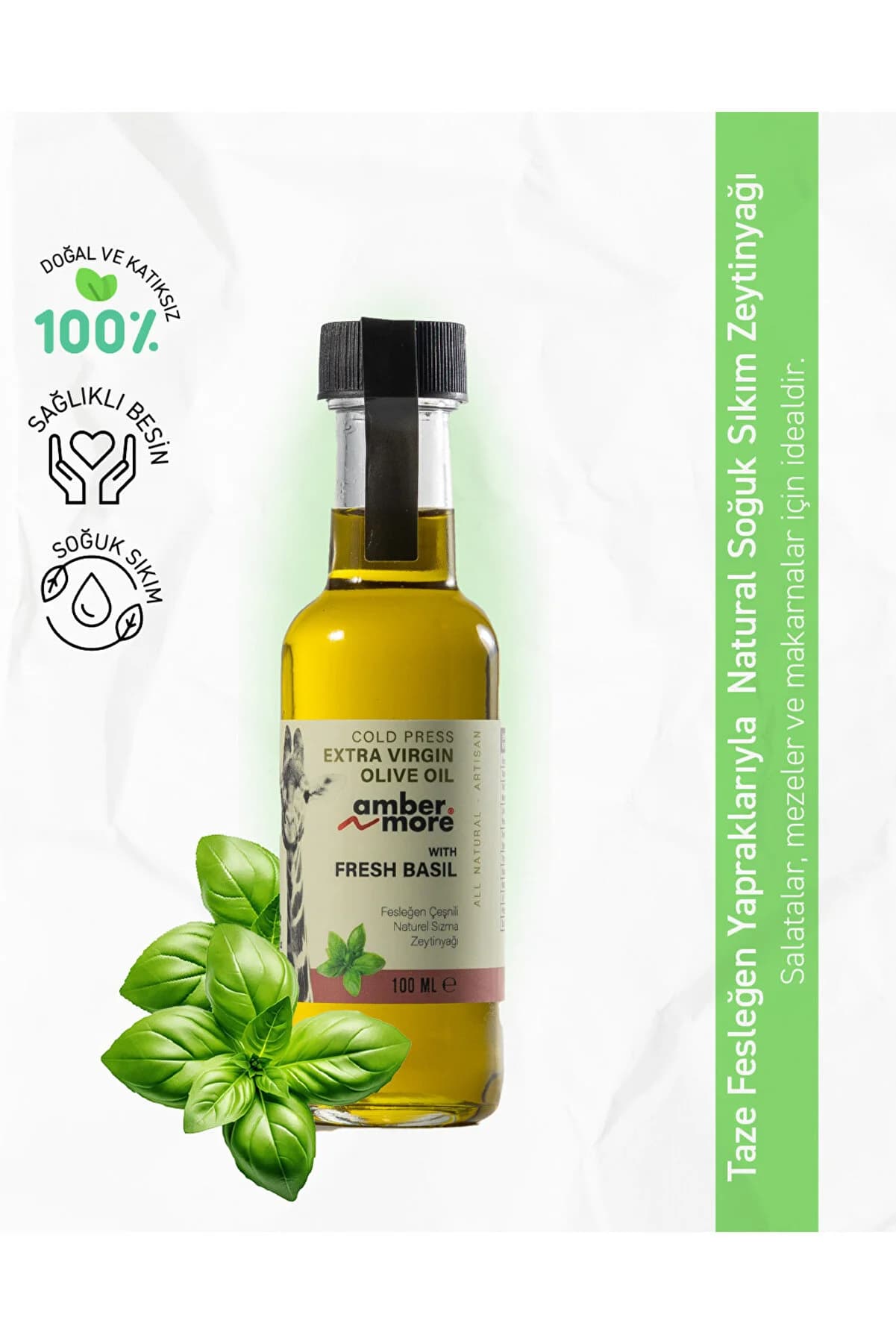 AMBERNMORE Fesleğen Çeşnili Naturel Sızma Zeytinyağı 100 ml