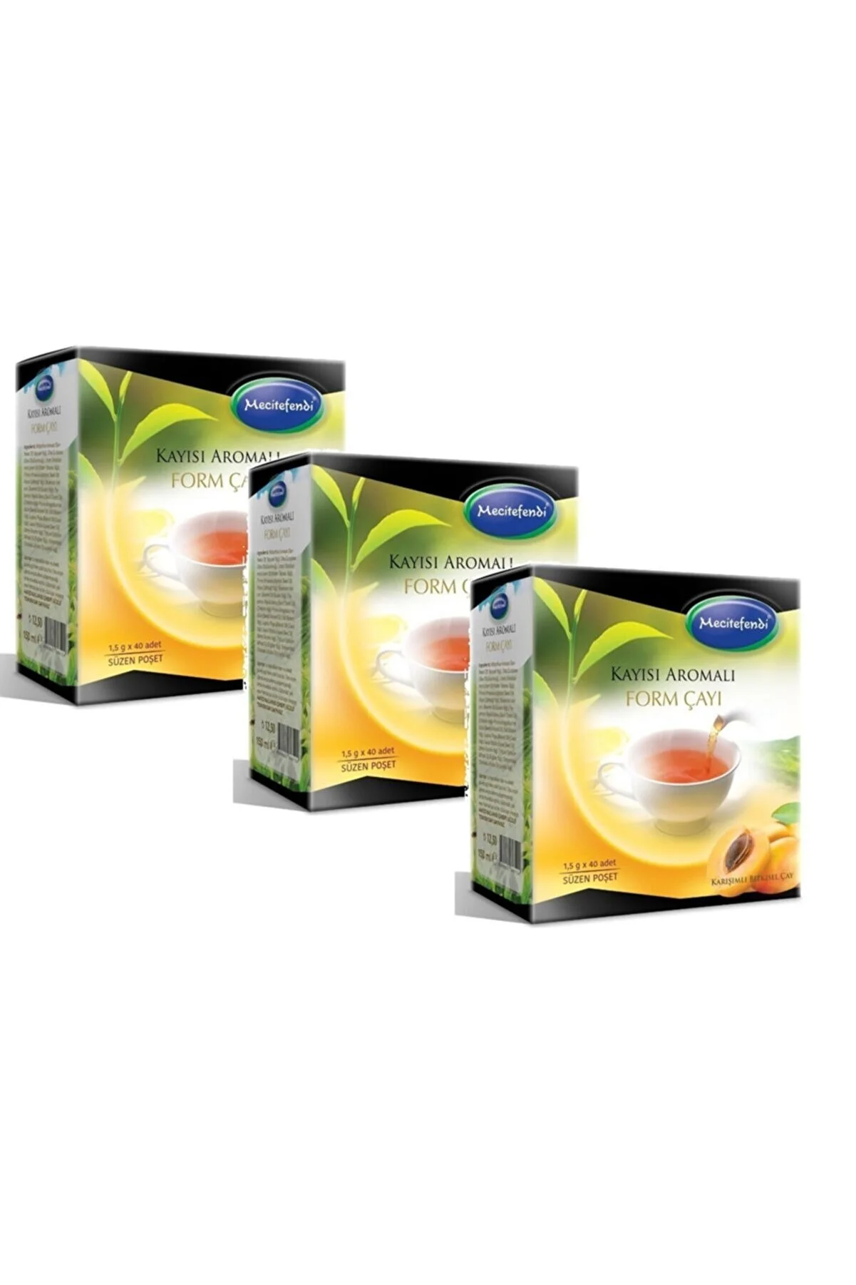 Mecitefendi 3 Adet Kayısı Aromalı Form Çayı (süzen Poşet 40'lı)