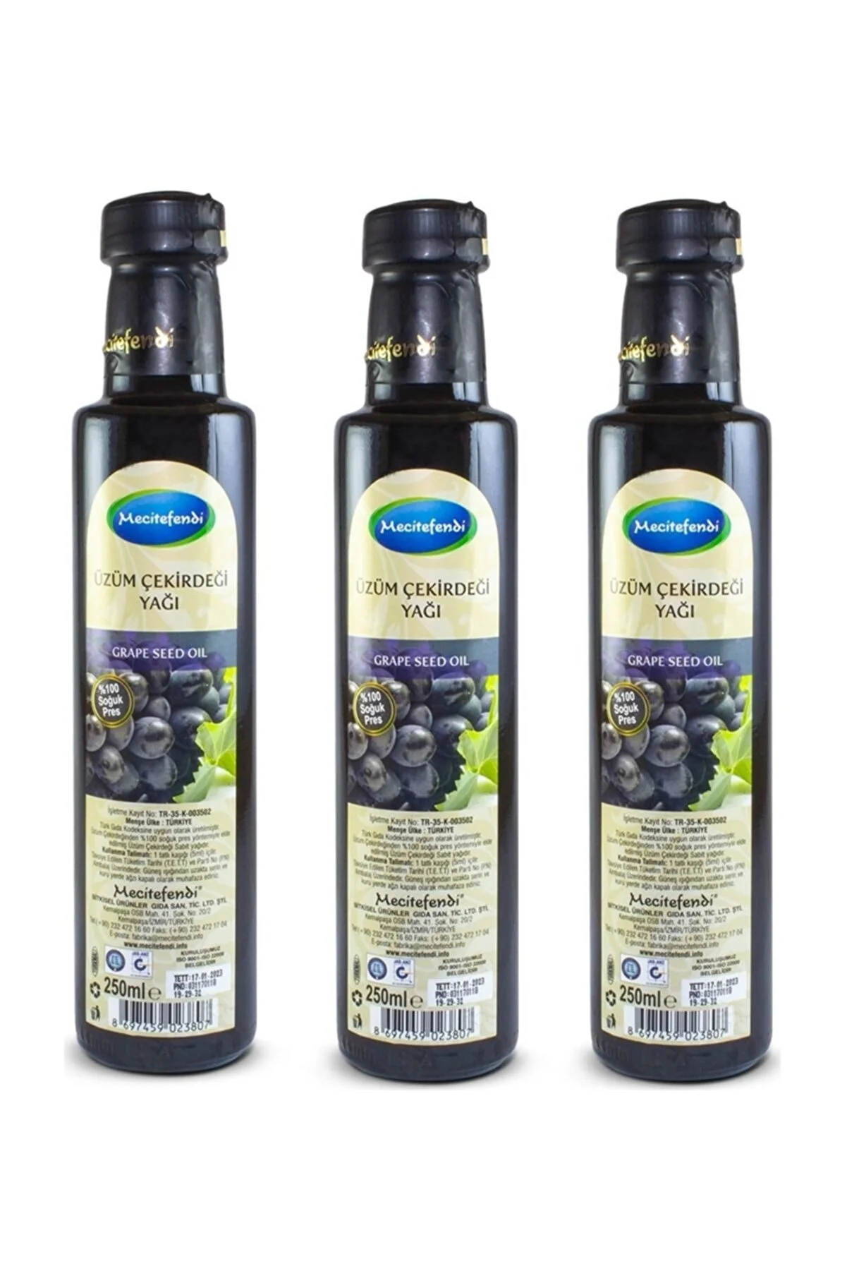 Mecitefendi 3 Adet Üzüm Çekirdeği Yağı 3x250 Ml