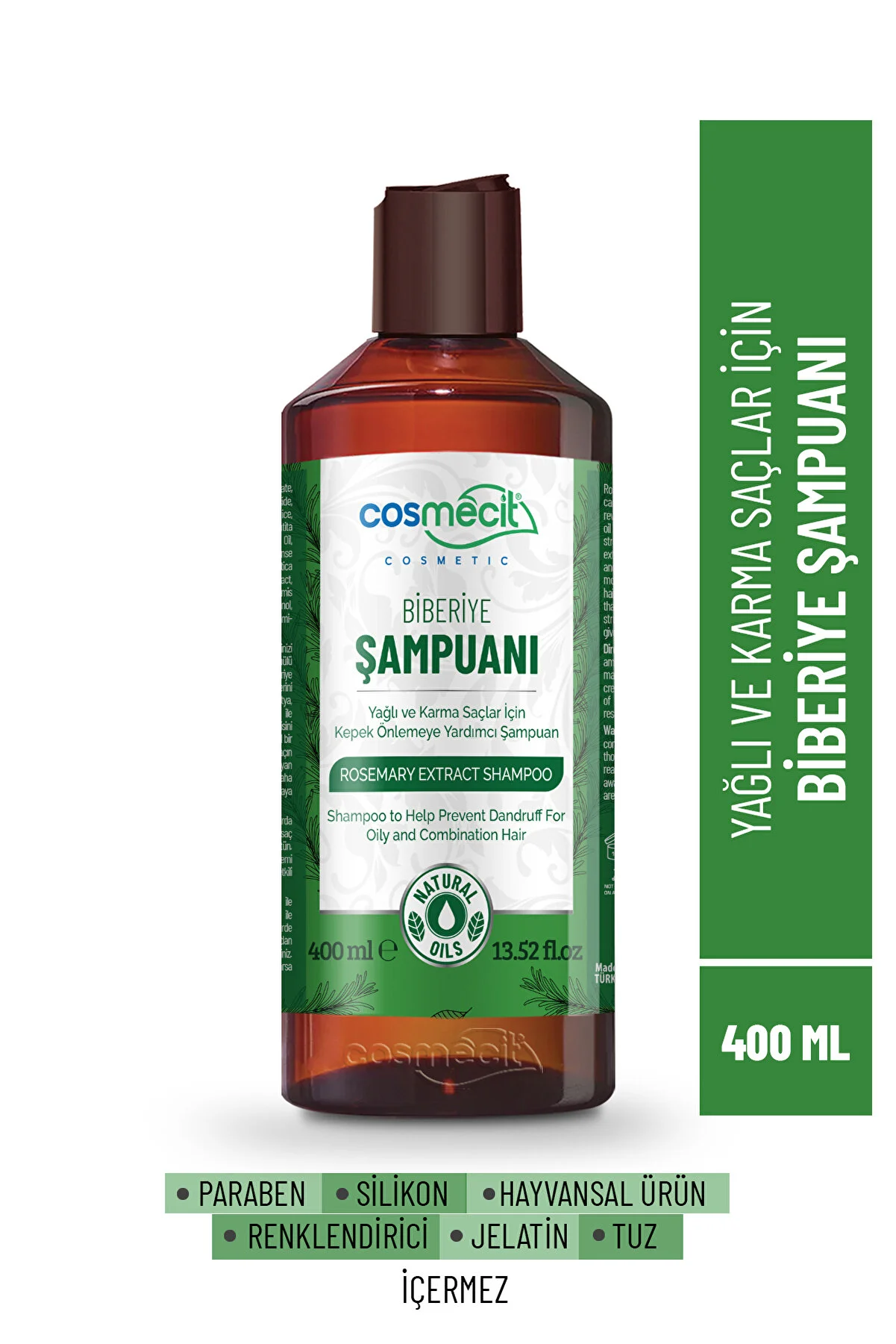 cosmecit Yağlı Ve Karma Saçlar İçin Kepek Önlemeye Yardımcı Biberiye Özlü Şampuan 3*400ML