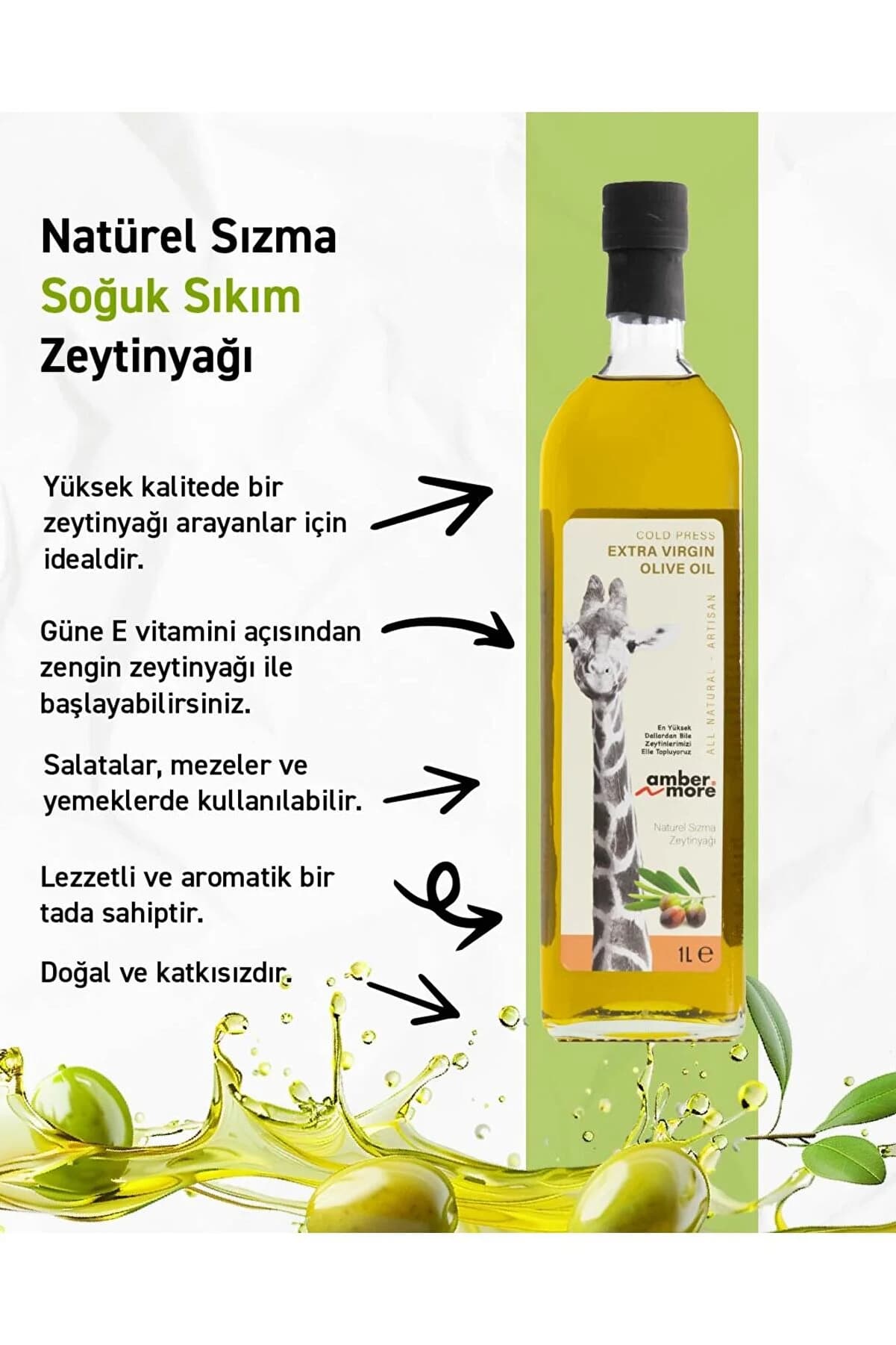 AMBERNMORE Naturel Sızma Zeytinyağı -Soğuk Sıkım 1 L