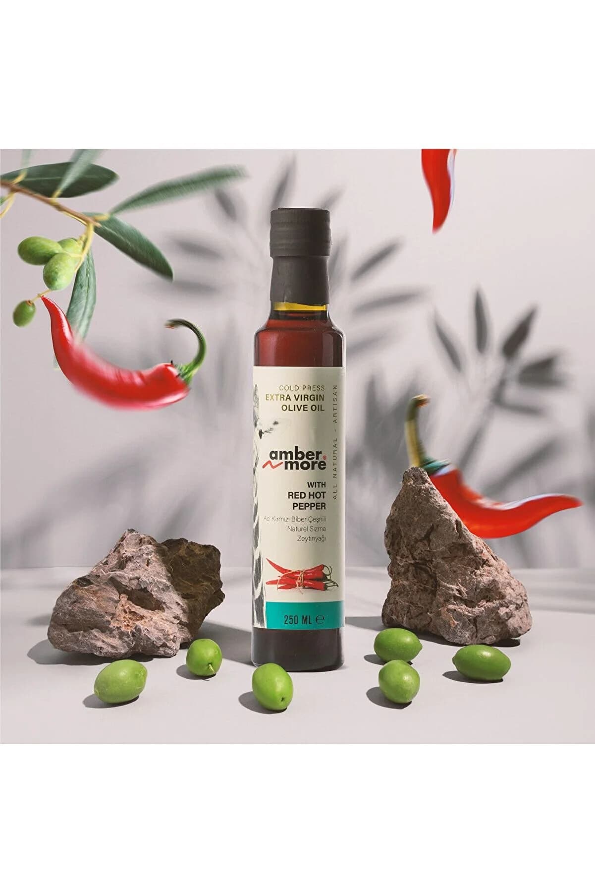 AMBERNMORE Acı Kırmızı Biber Çeşnili Naturel Sızma Zeytinyağı 250 ml
